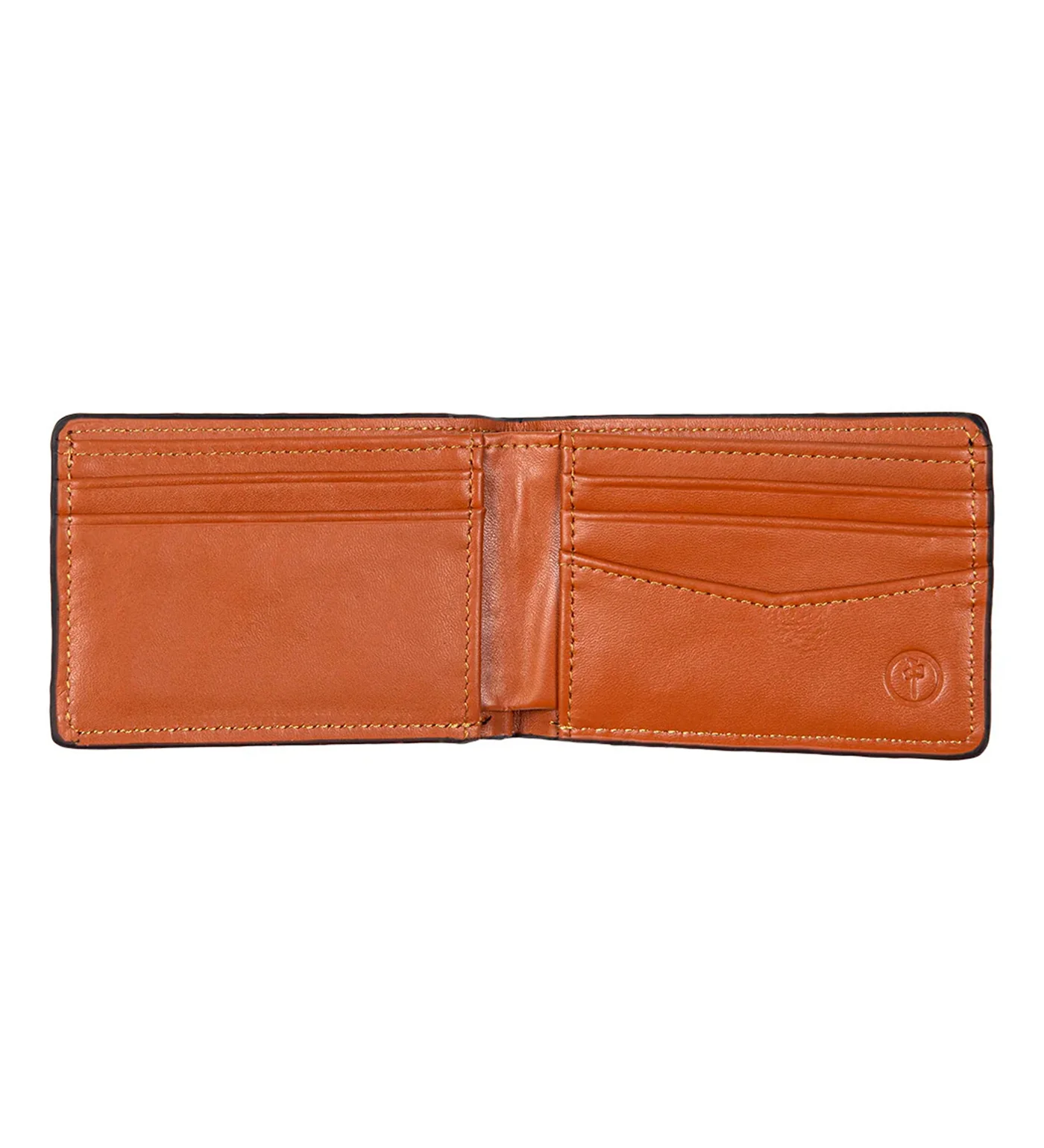 Bi Fold Wallet Genuine Leather, Black/Tan - Image 2