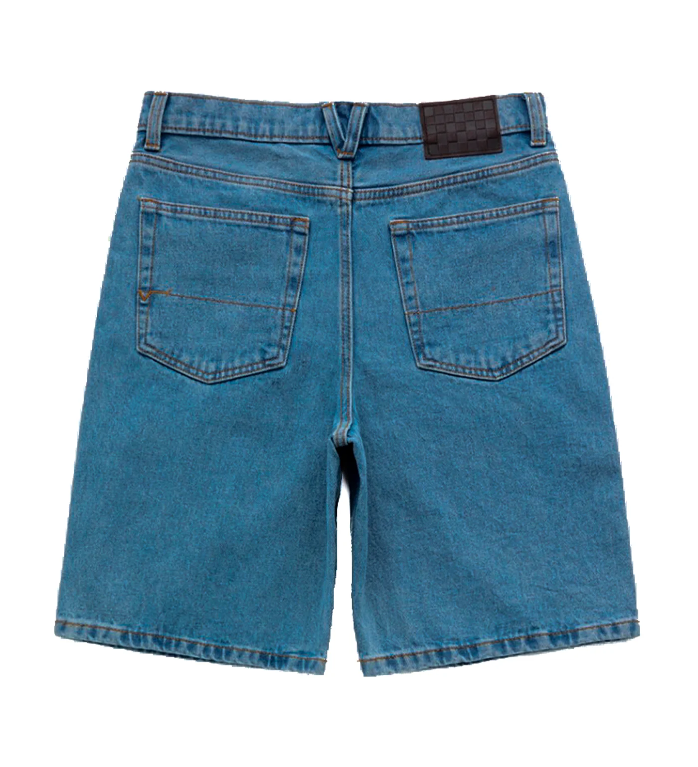 Big Kids Check-5 Baggy Jorts, Stonewash Blue - Image 2