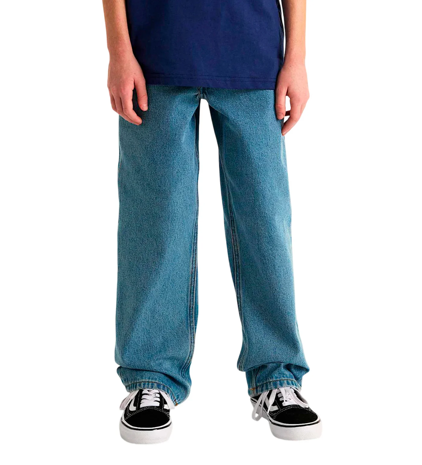 Big Kids Check-5 Loose Denim, Stonewash/Blue - Image 3