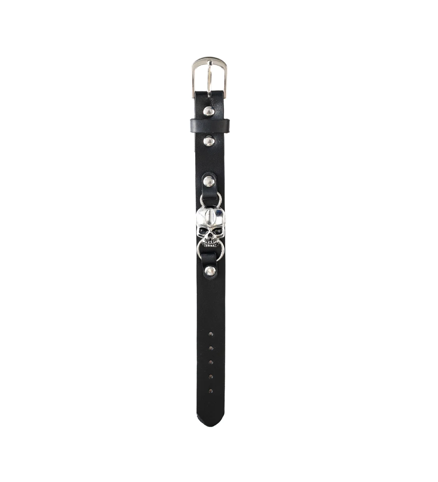 Big Skull Pu Leather Wristband, Black - Image 3