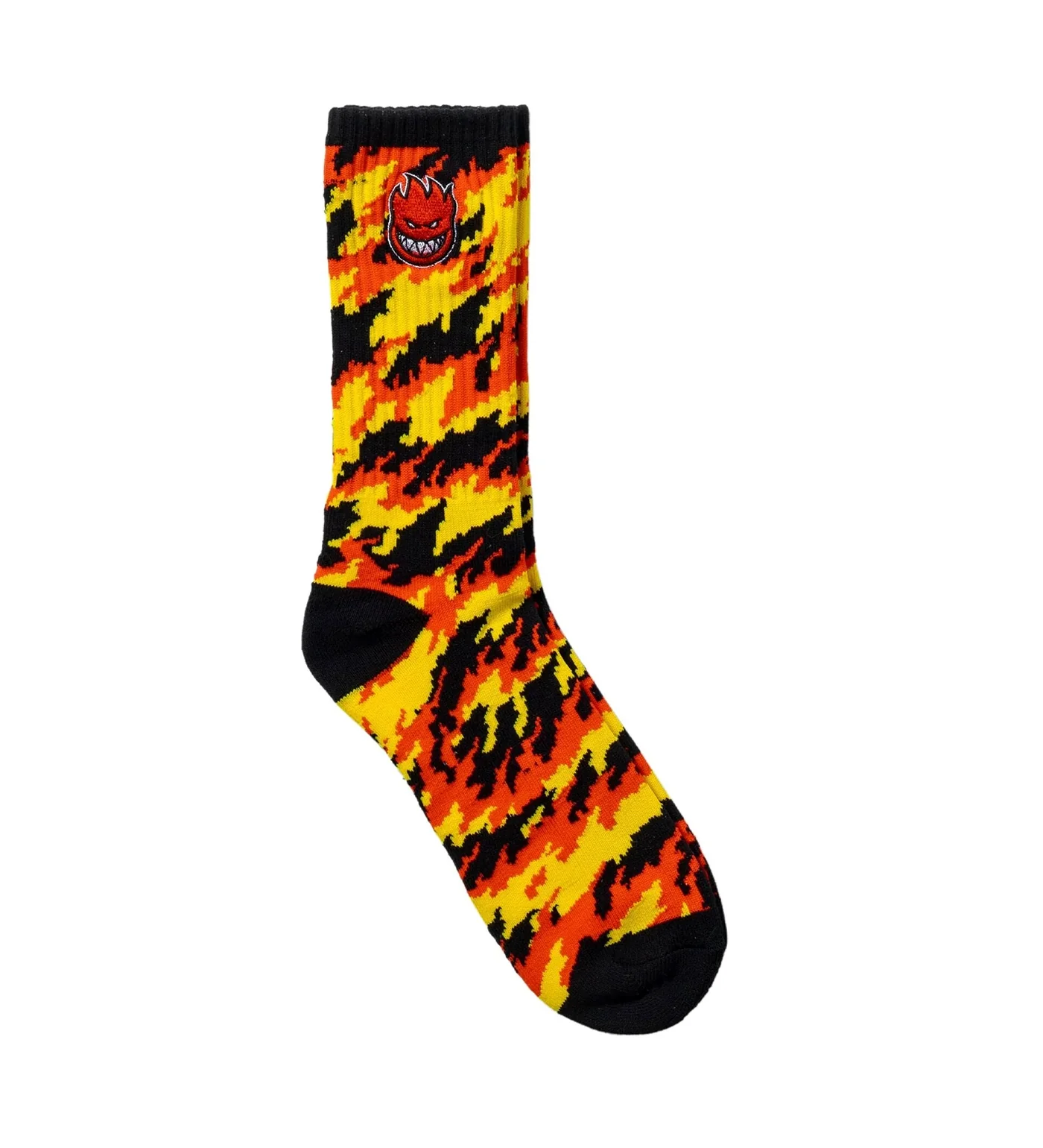 Bighead Fill Emb Flames Crew, Red/Yellow/Black