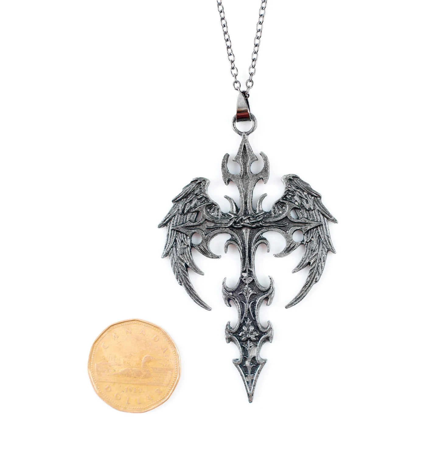Chain Wings Cross, Black Metal (2A) - Image 2