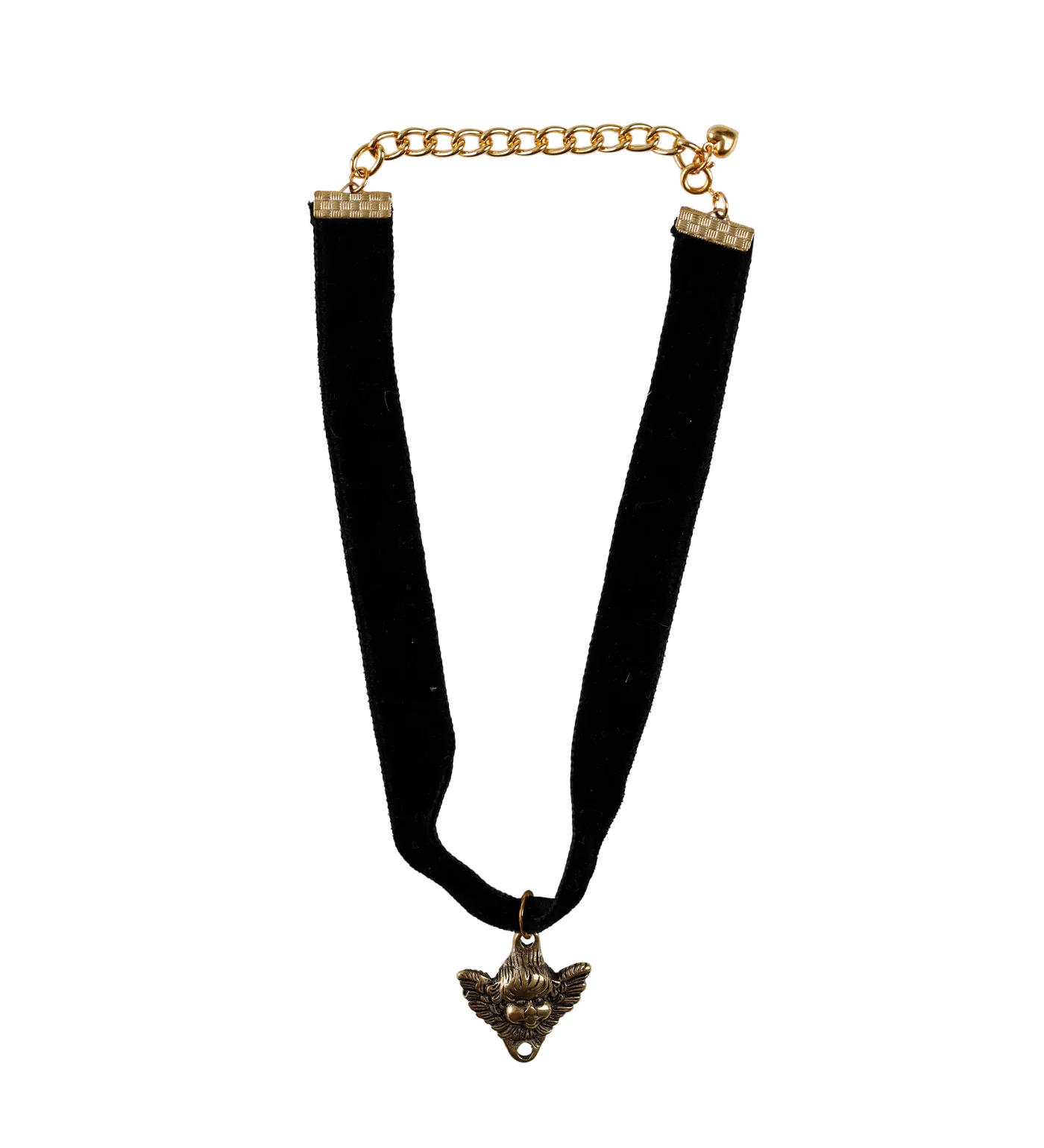 Cherub Pendant Flat Choker, Black/Gold (2F) - Image 3