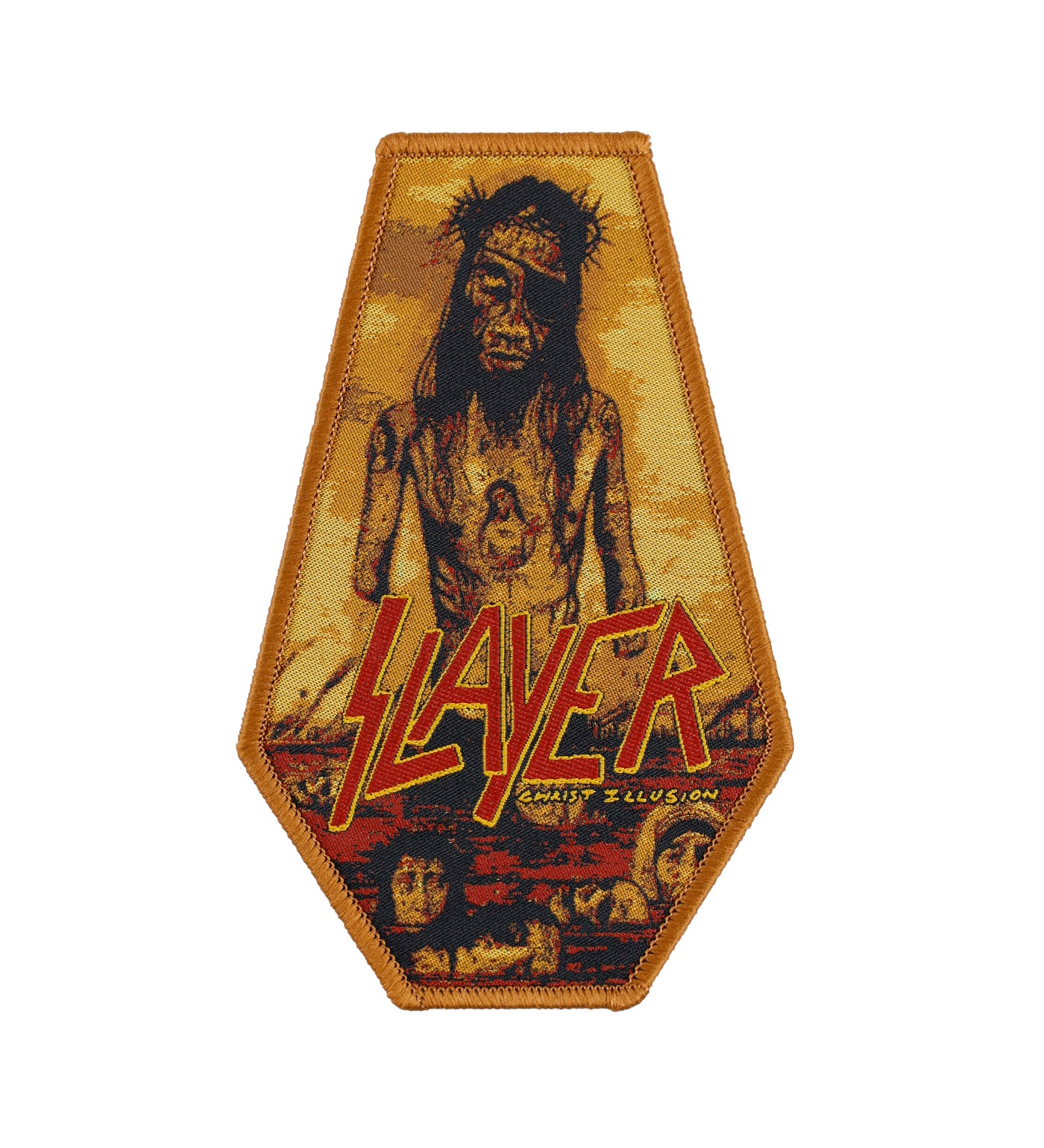 Christ Illusion Inverted Coffin, Brown Border