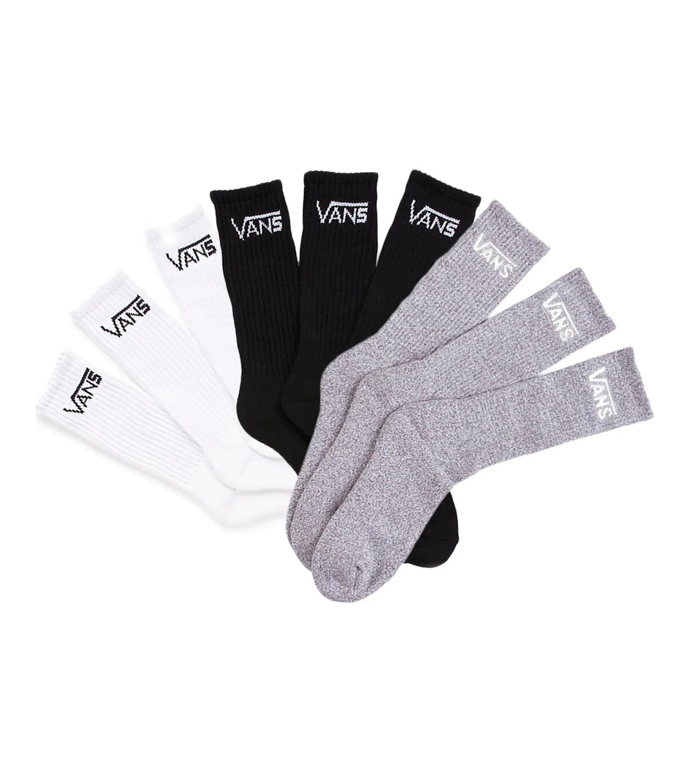 Classic Crew 6 Pack,White/Black/Heather Grey