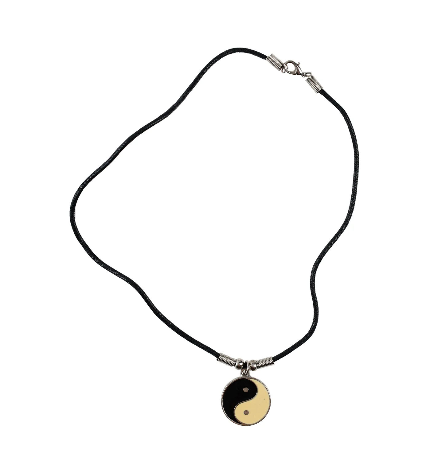 Medium Ying Yang String Necklace, Black/Silver/Eggshell White(2F) - Image 3