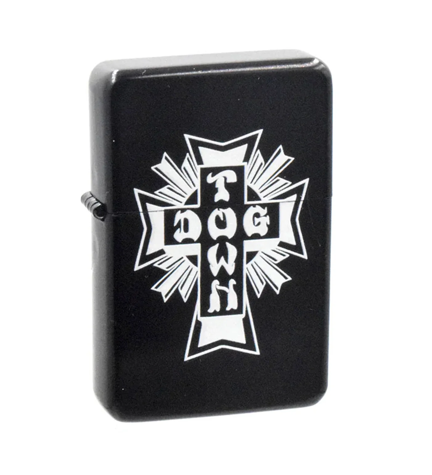 Cross Logo Flip Top Metal Lighter, Black/White