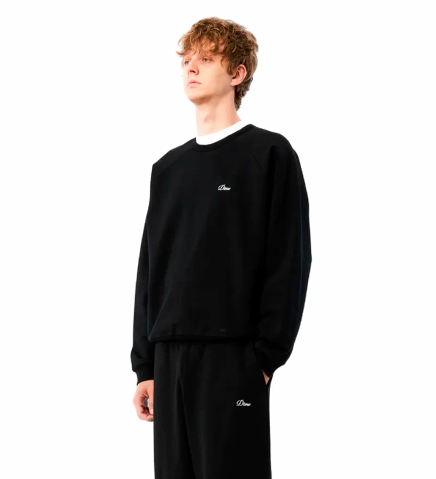 Cursive Small Logo Crew, Black - Image 3
