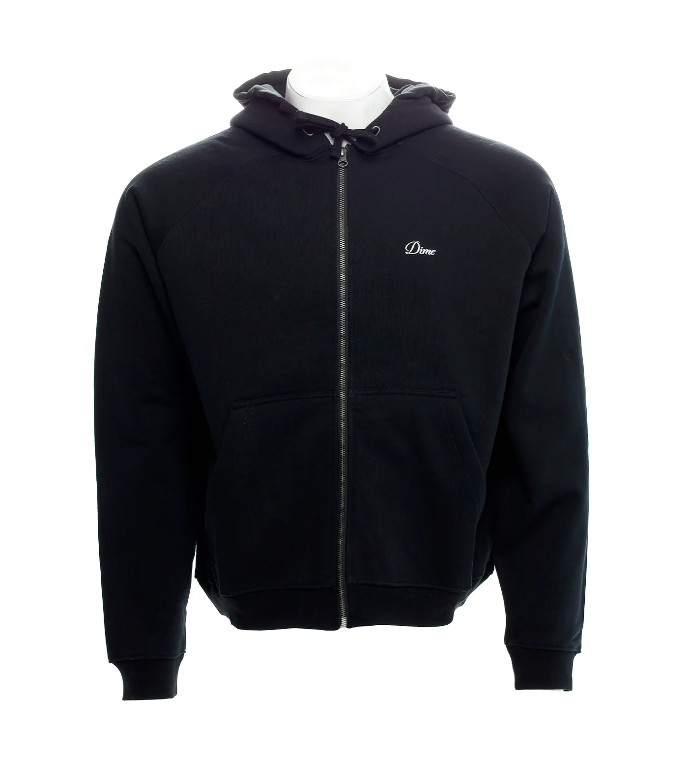 Cursive Small Logo Zip, Black/White