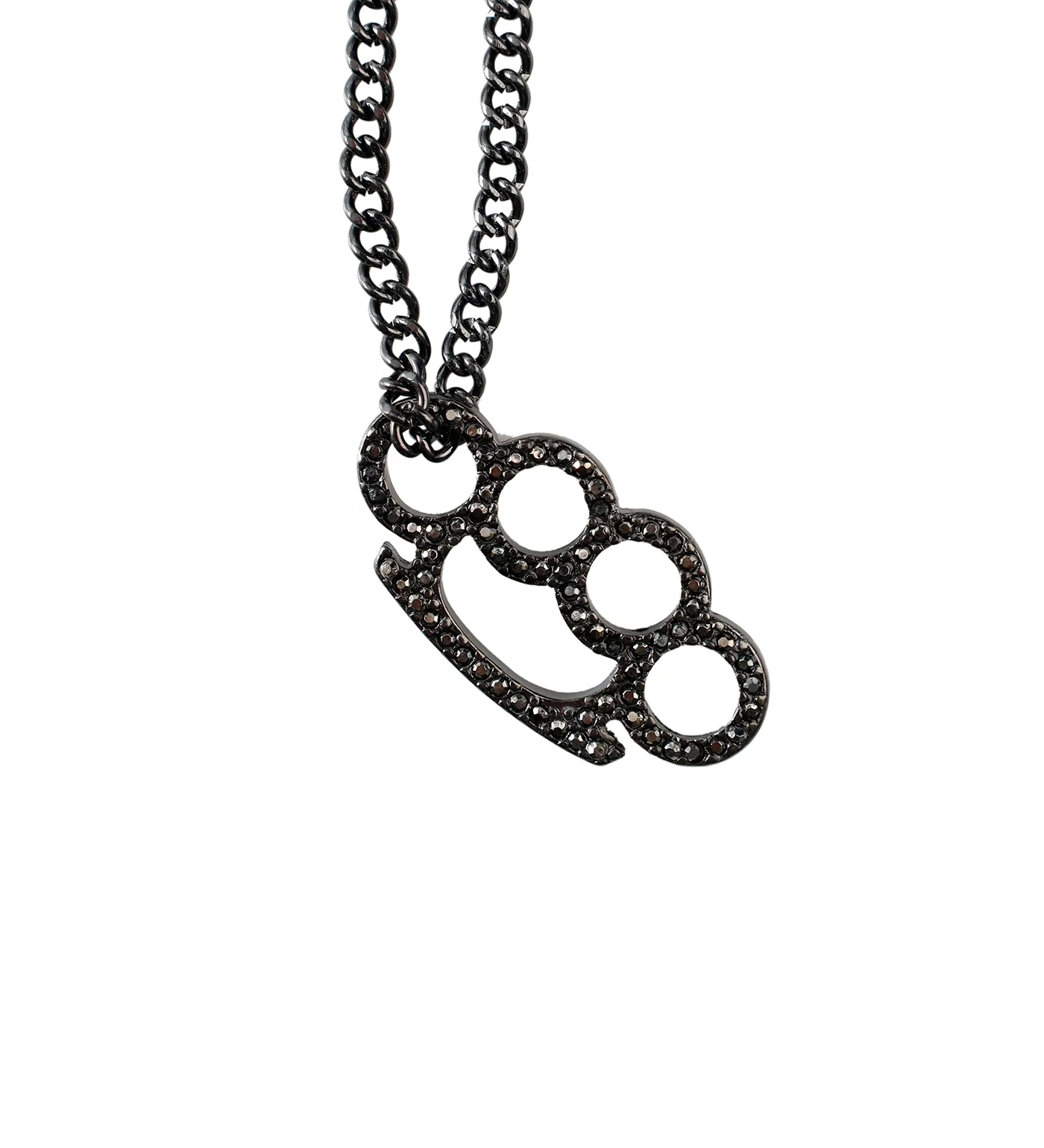 Cut Curb Rhinestone Brass Knuckle, Black(2D)