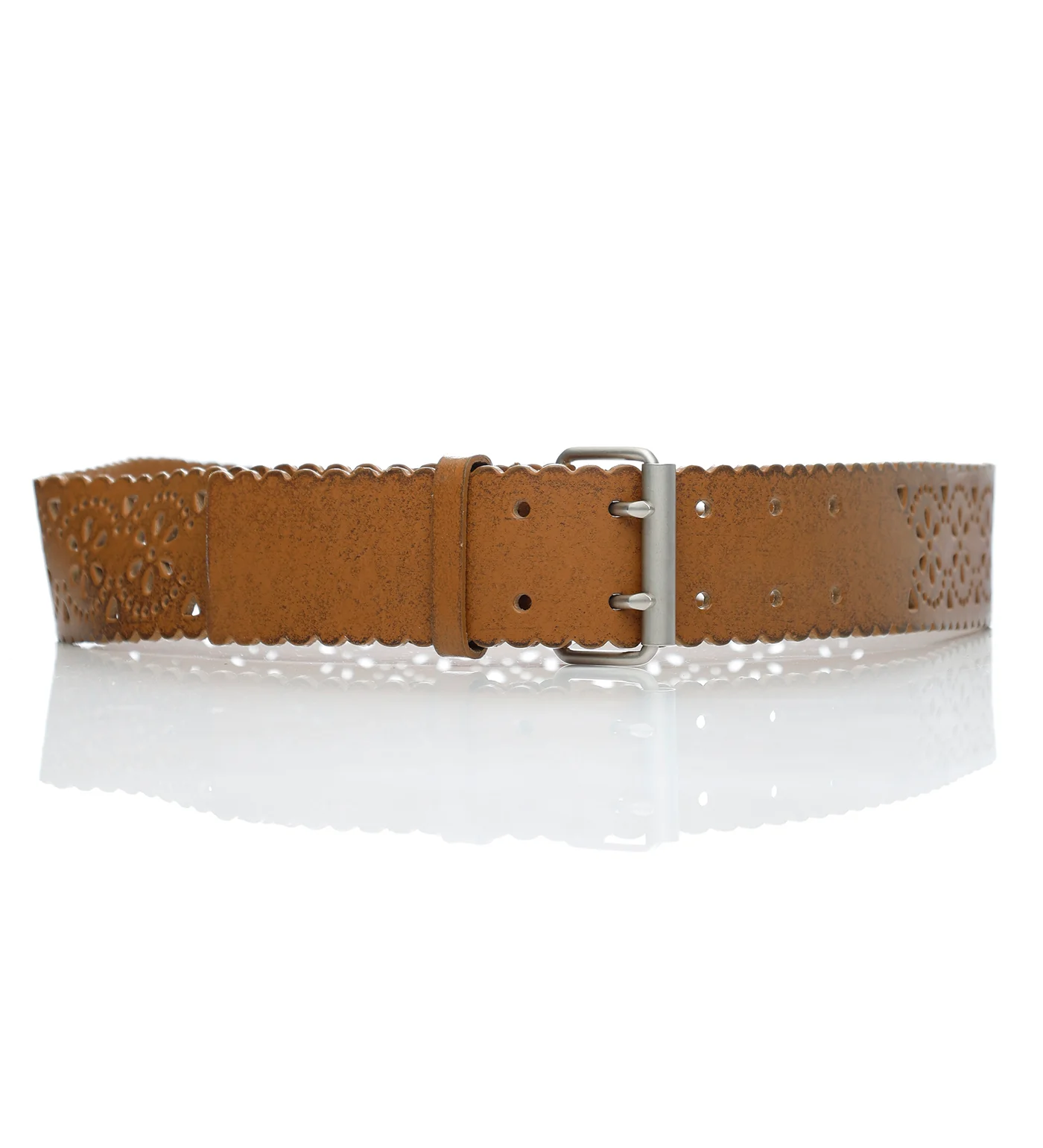 Cut Out Flower Belt, Brown