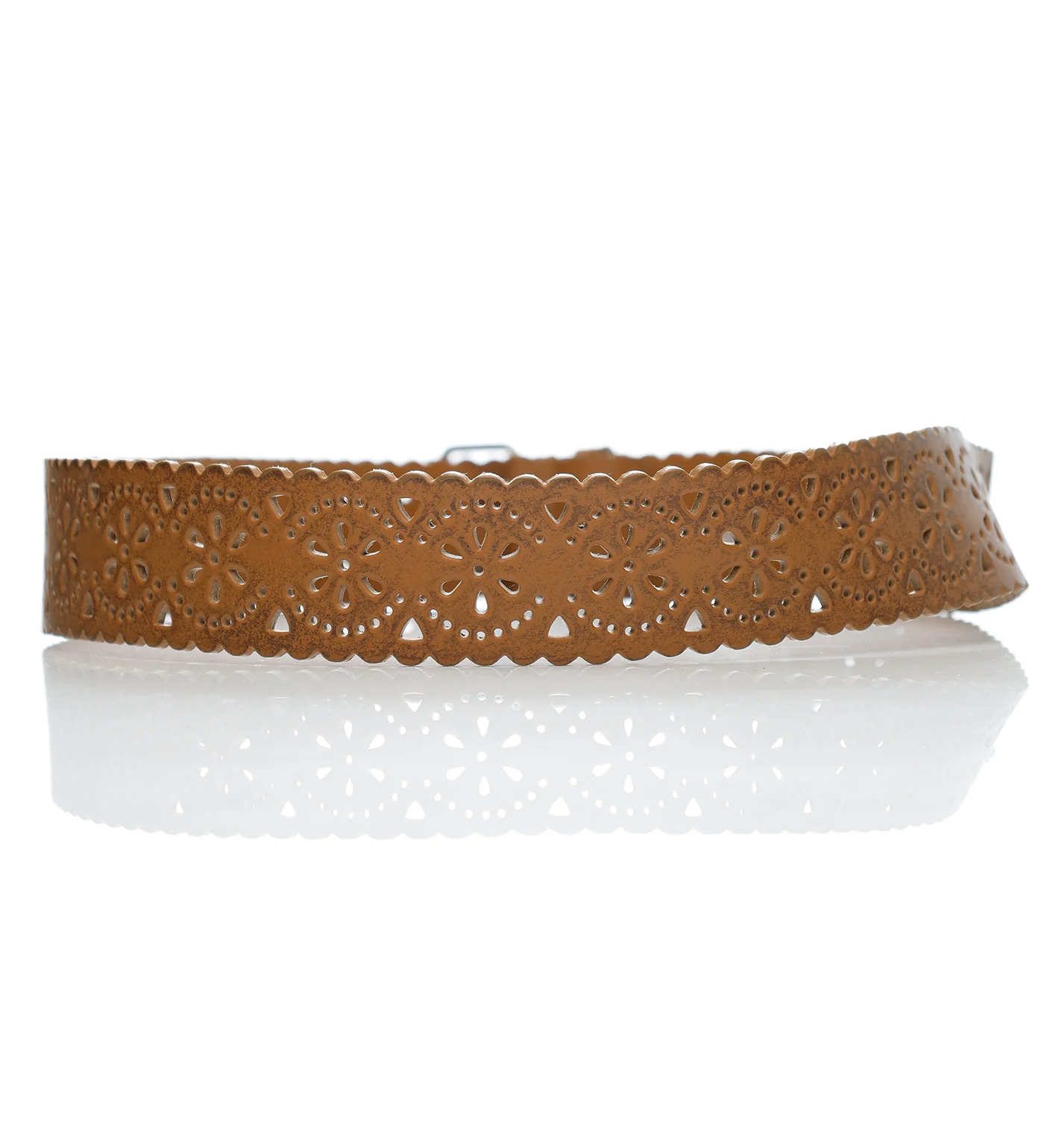 Cut Out Flower Belt, Brown - Image 2