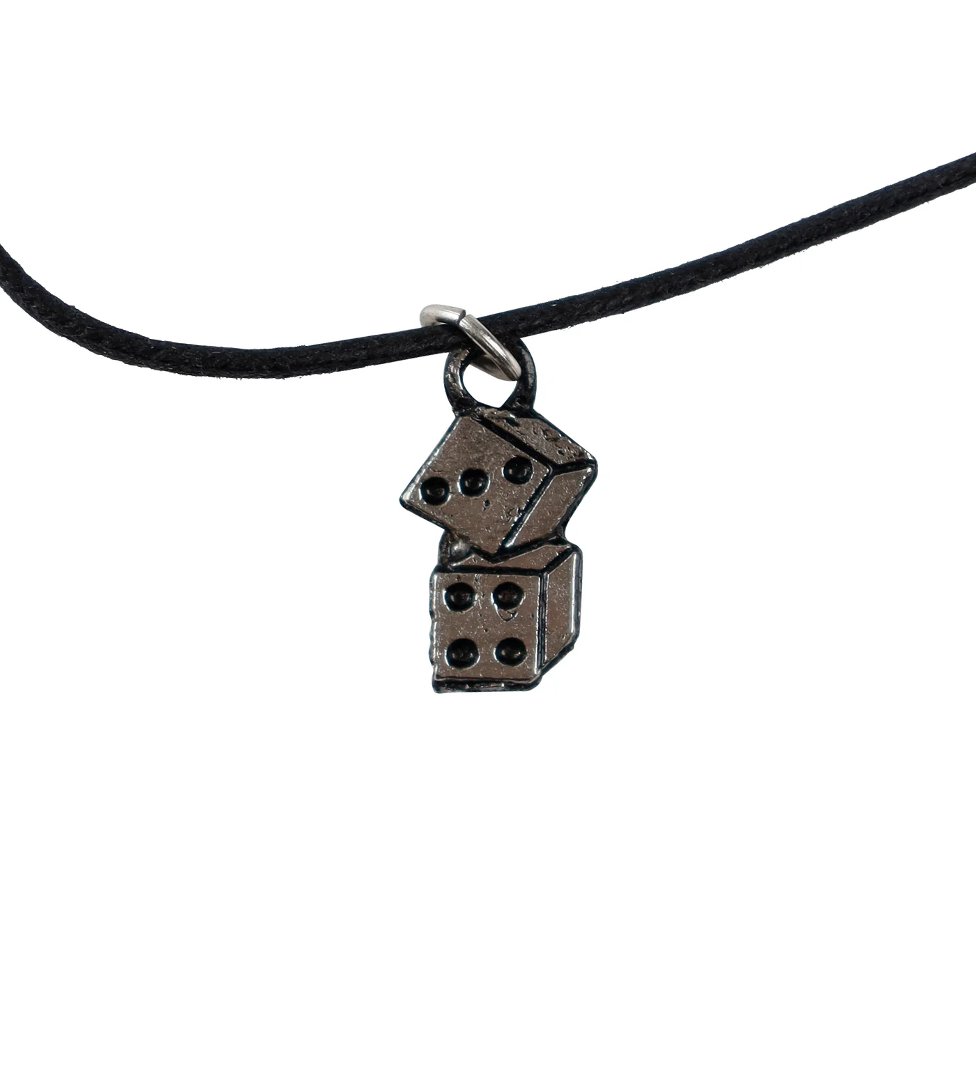 Dice Pendant String Necklace, Black/Silver((2F)