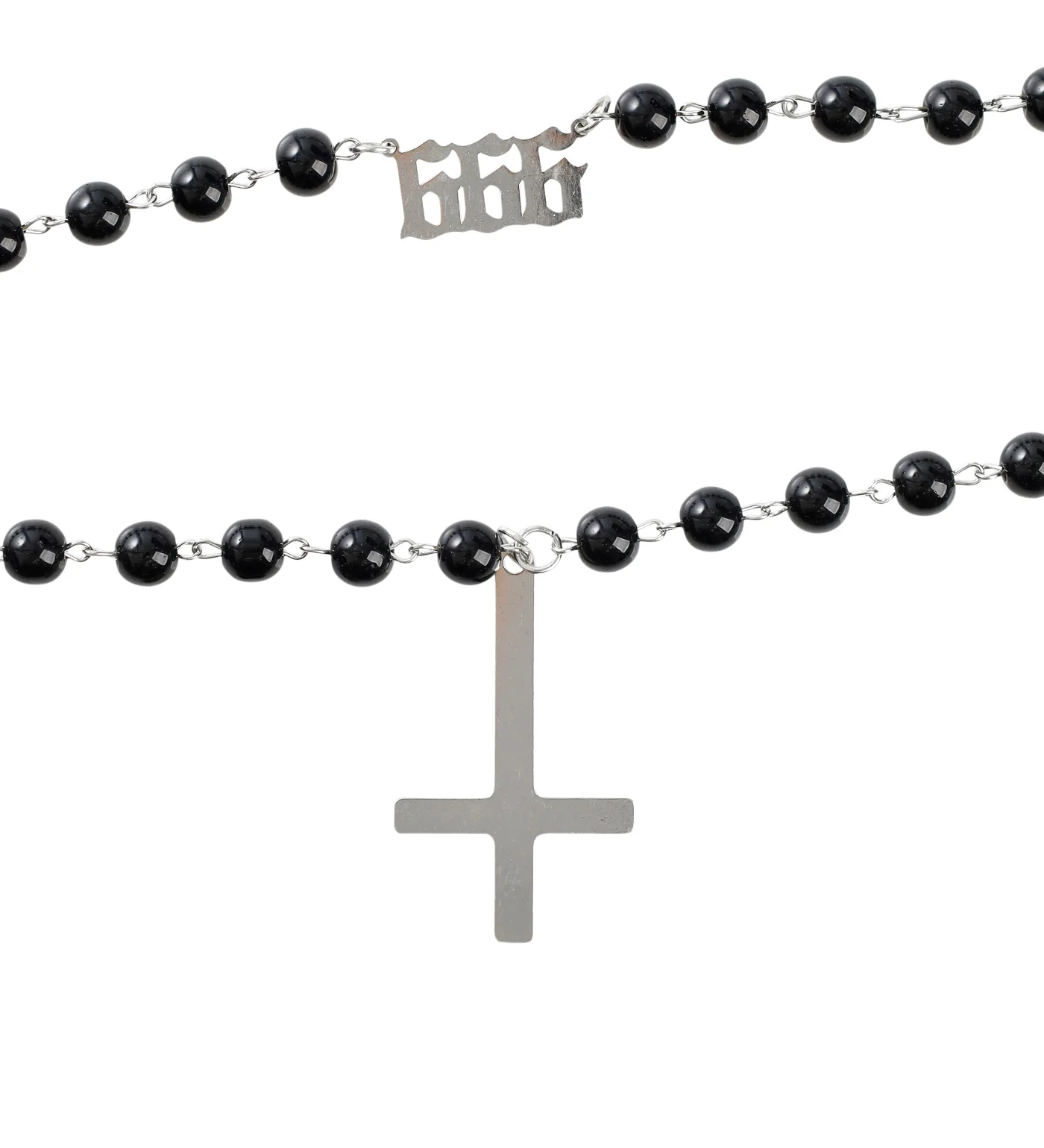 Double Layered Cross W/ Pearls  EX-30829991, Black/Silver(2B)