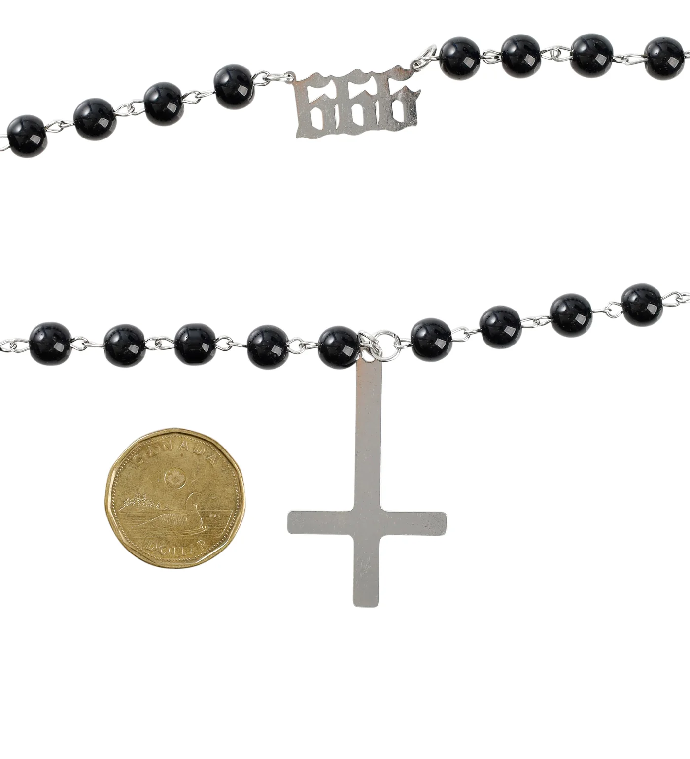 Double Layered Cross W/ Pearls  EX-30829991, Black/Silver(2B) - Image 2