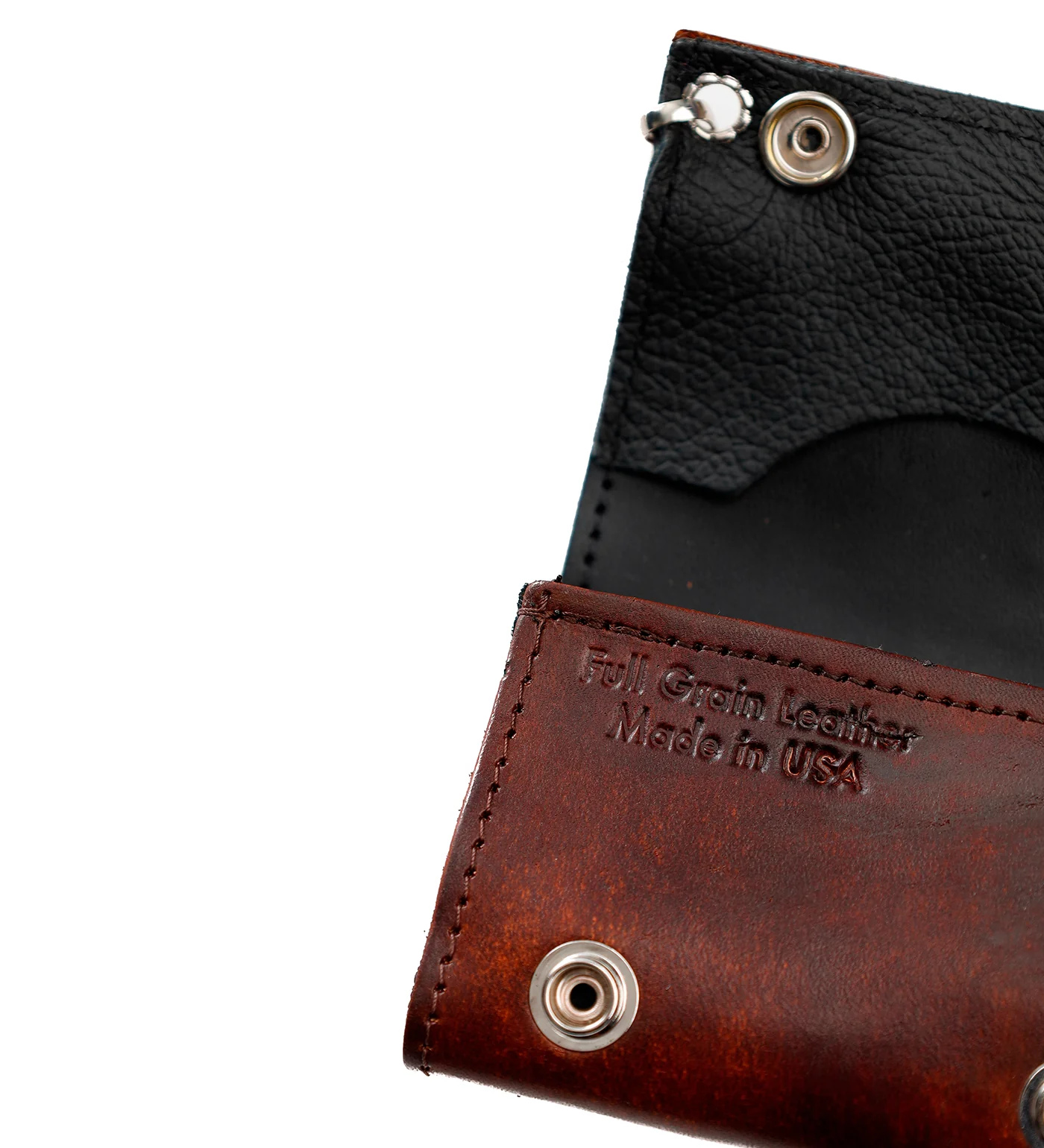 Eagle Tri-fold Wallet W/Chain AT304-42, Antique Finish Brown - Image 3