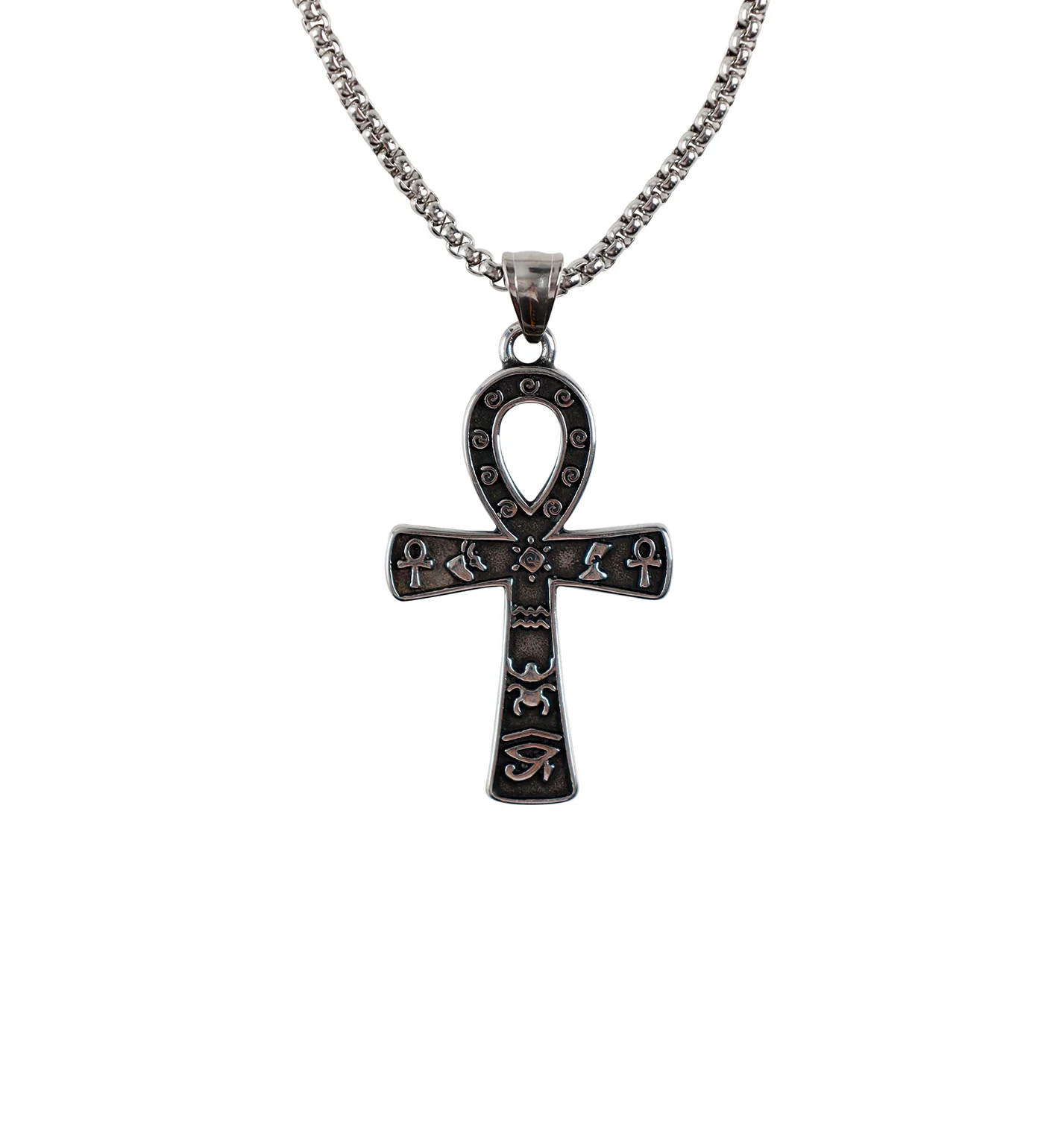 Egyptian Cross W/Symbols, Stainless(2A)