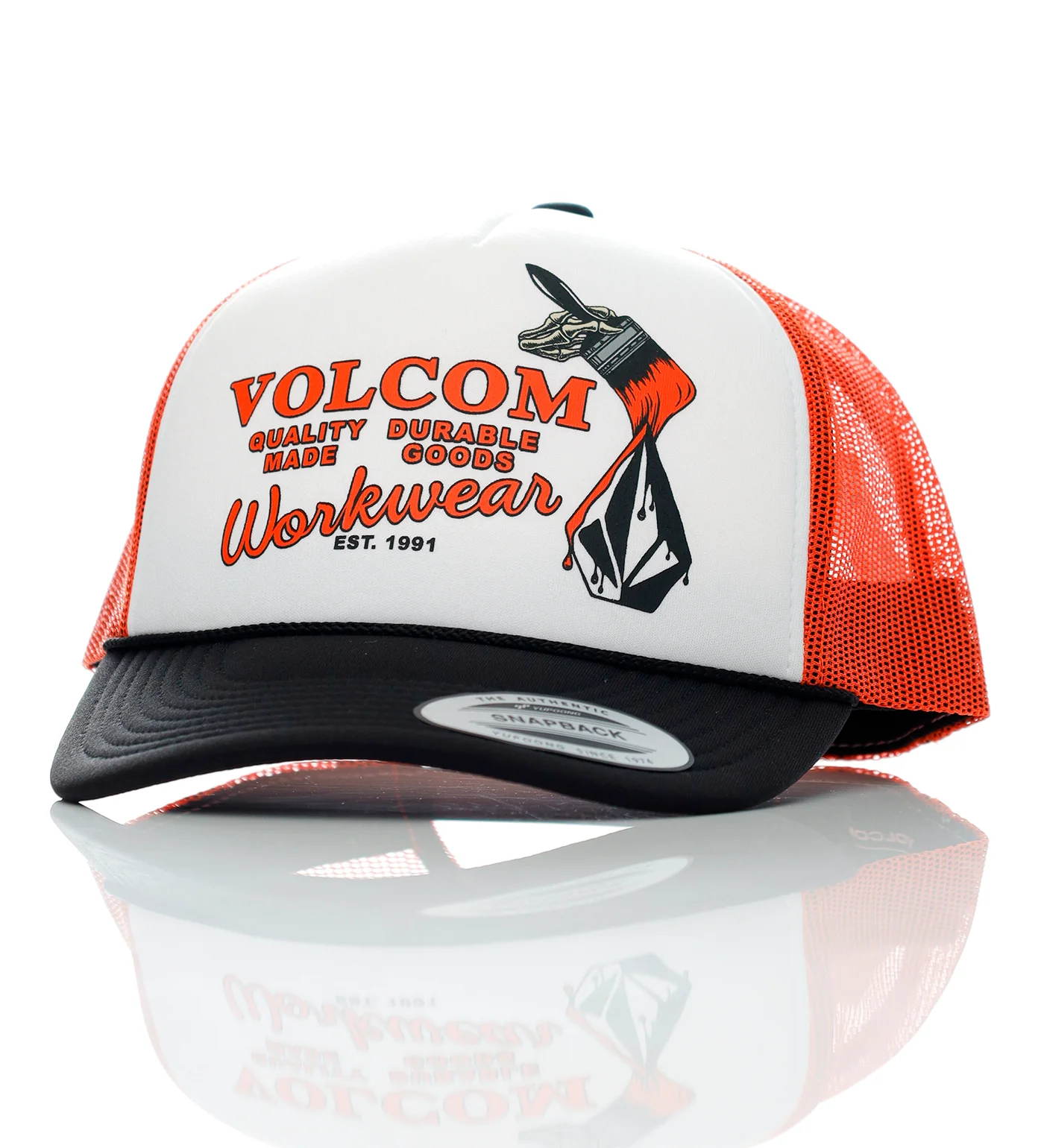 Even Lay Workwear Trucker, Black/White/Orange