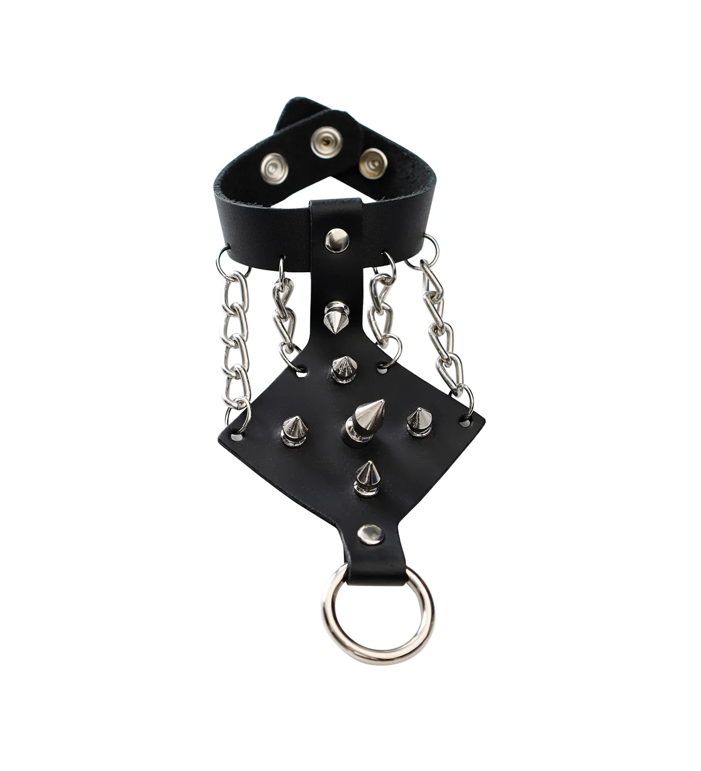 Fist Spike & Chain Bracelet, Black/Silver