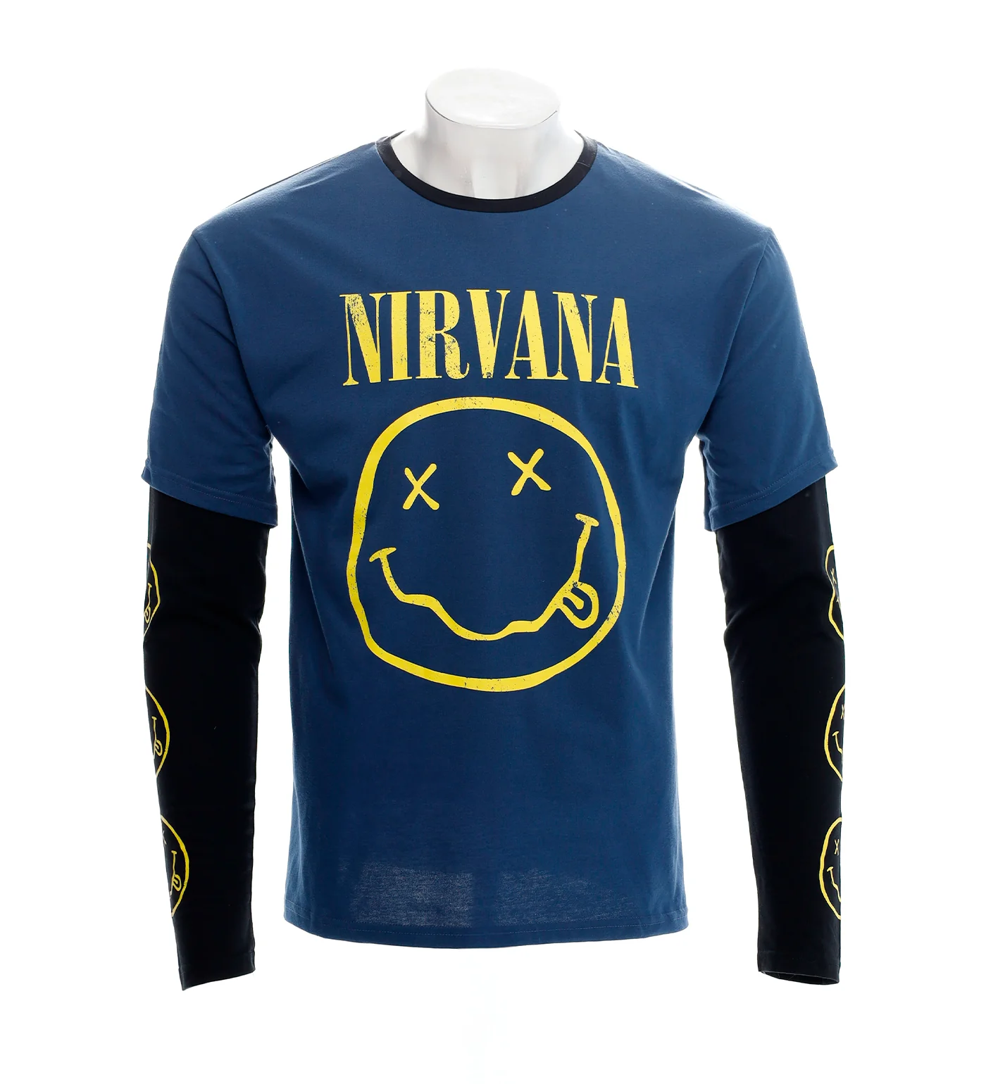 Happy Face L/S, Denim/Black