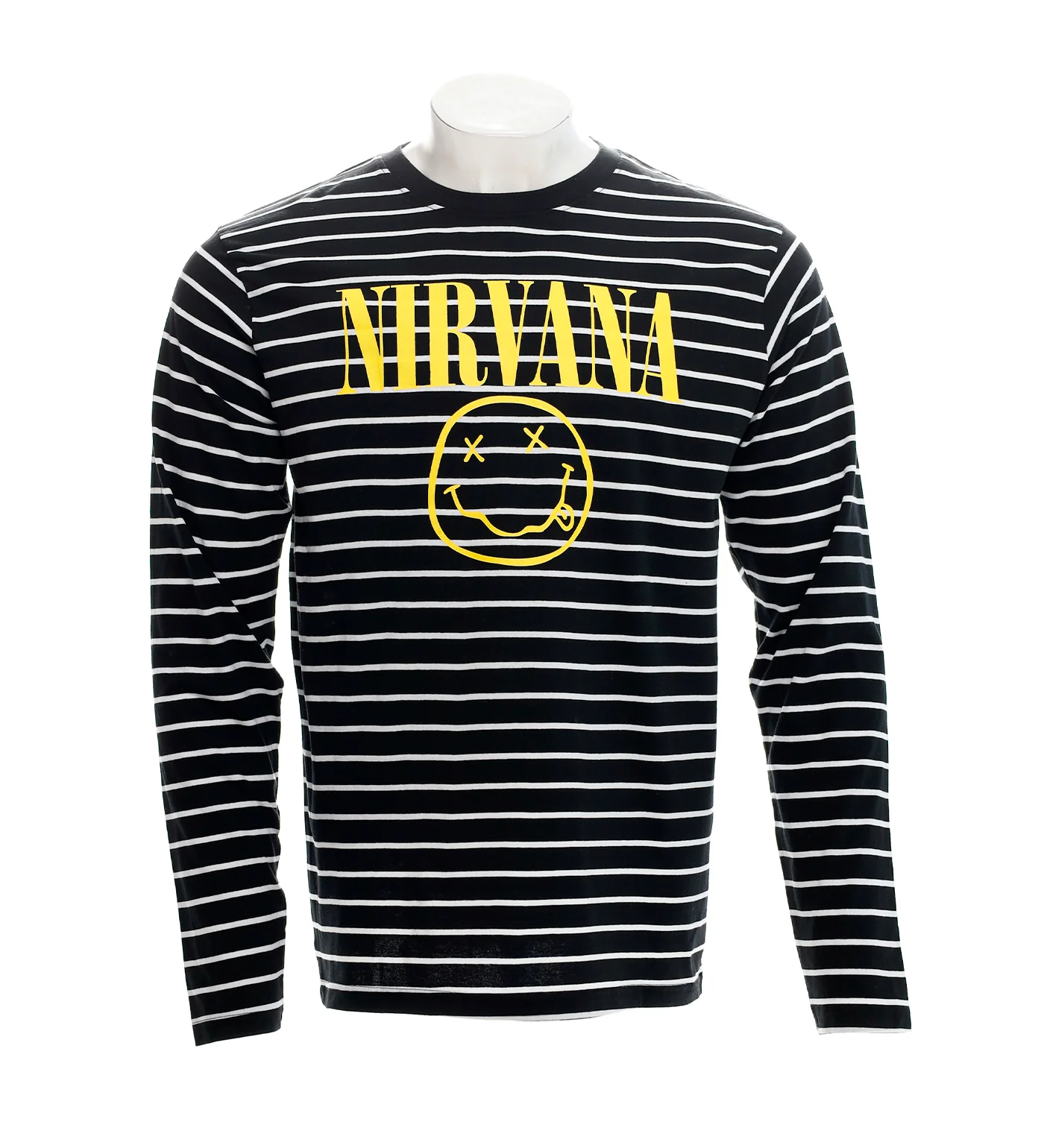 Happy Face Striped L/S, Black/White