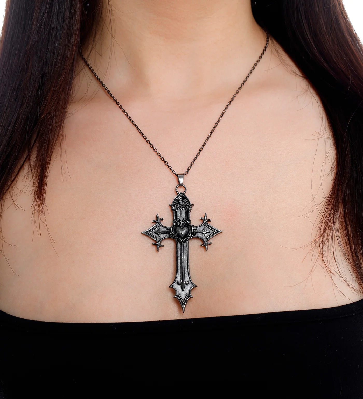 Heart Spikes Cross, Black Metal (2A) - Image 4