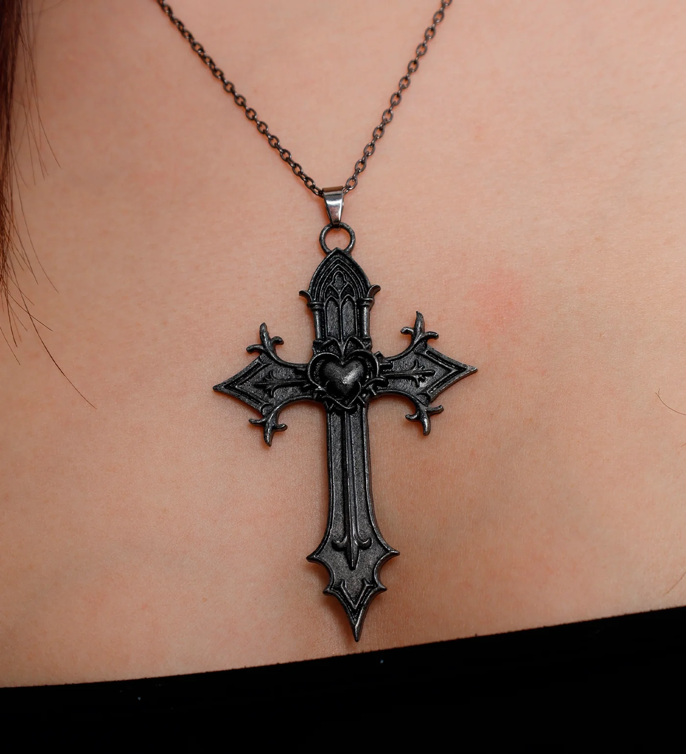 Heart Spikes Cross, Black Metal (2A) - Image 5