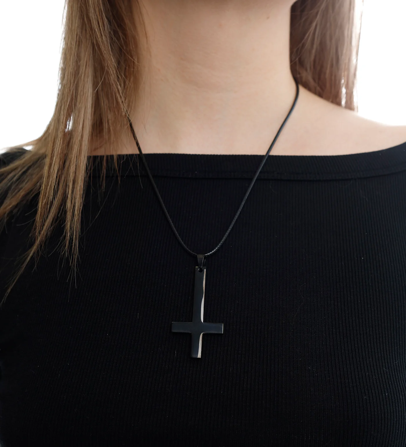 Inverted Black Stainless Cross, Black (2B) - Image 4