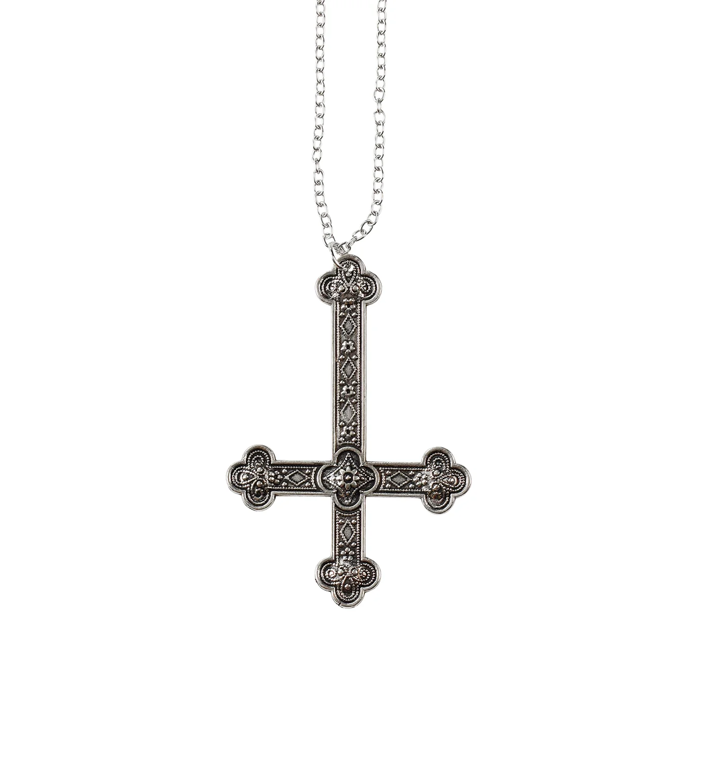 Inverted Budded Cross, Silver (2B)