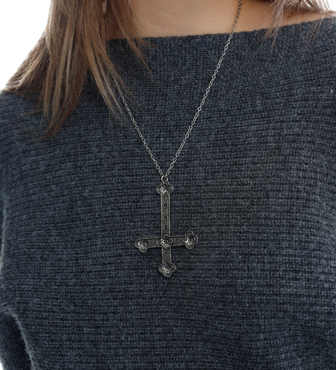 Inverted Budded Cross, Silver (2B) - Image 4