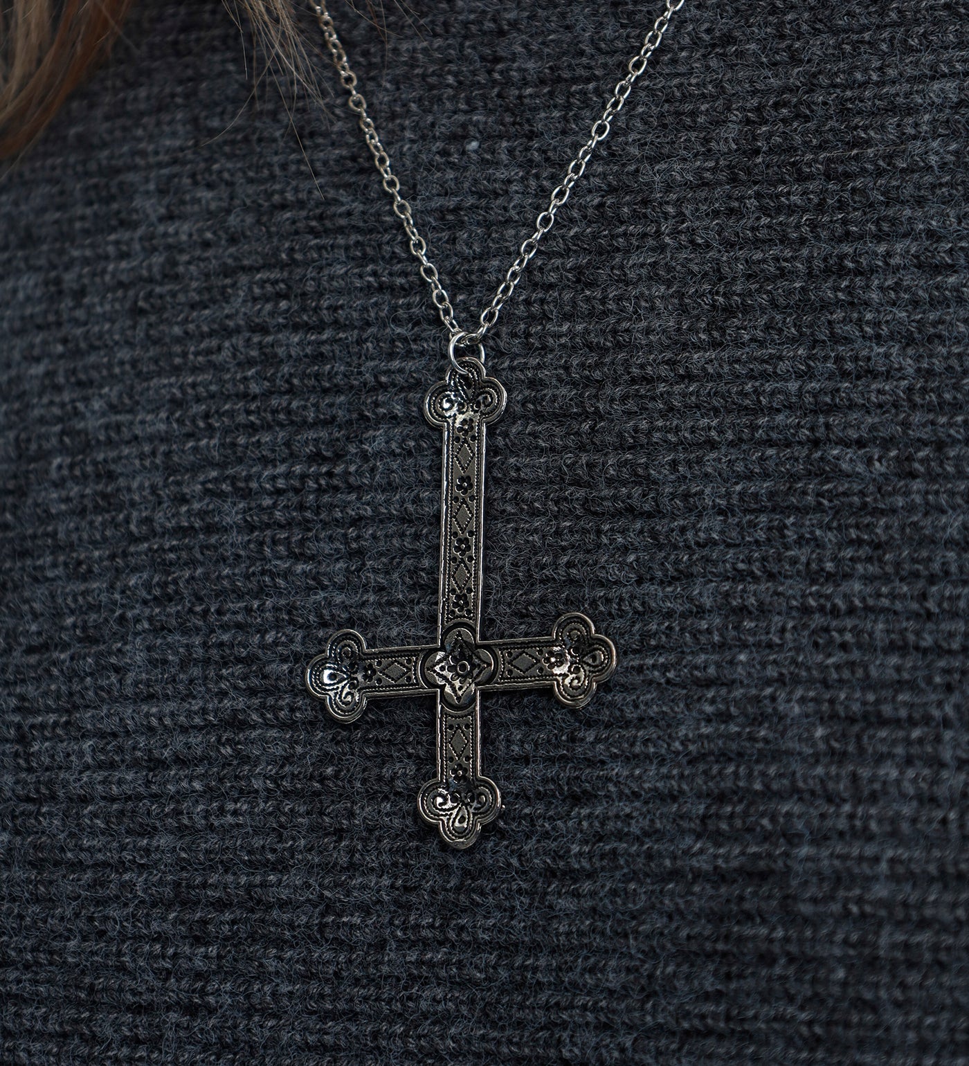 Inverted Budded Cross, Silver (2B) - Image 5