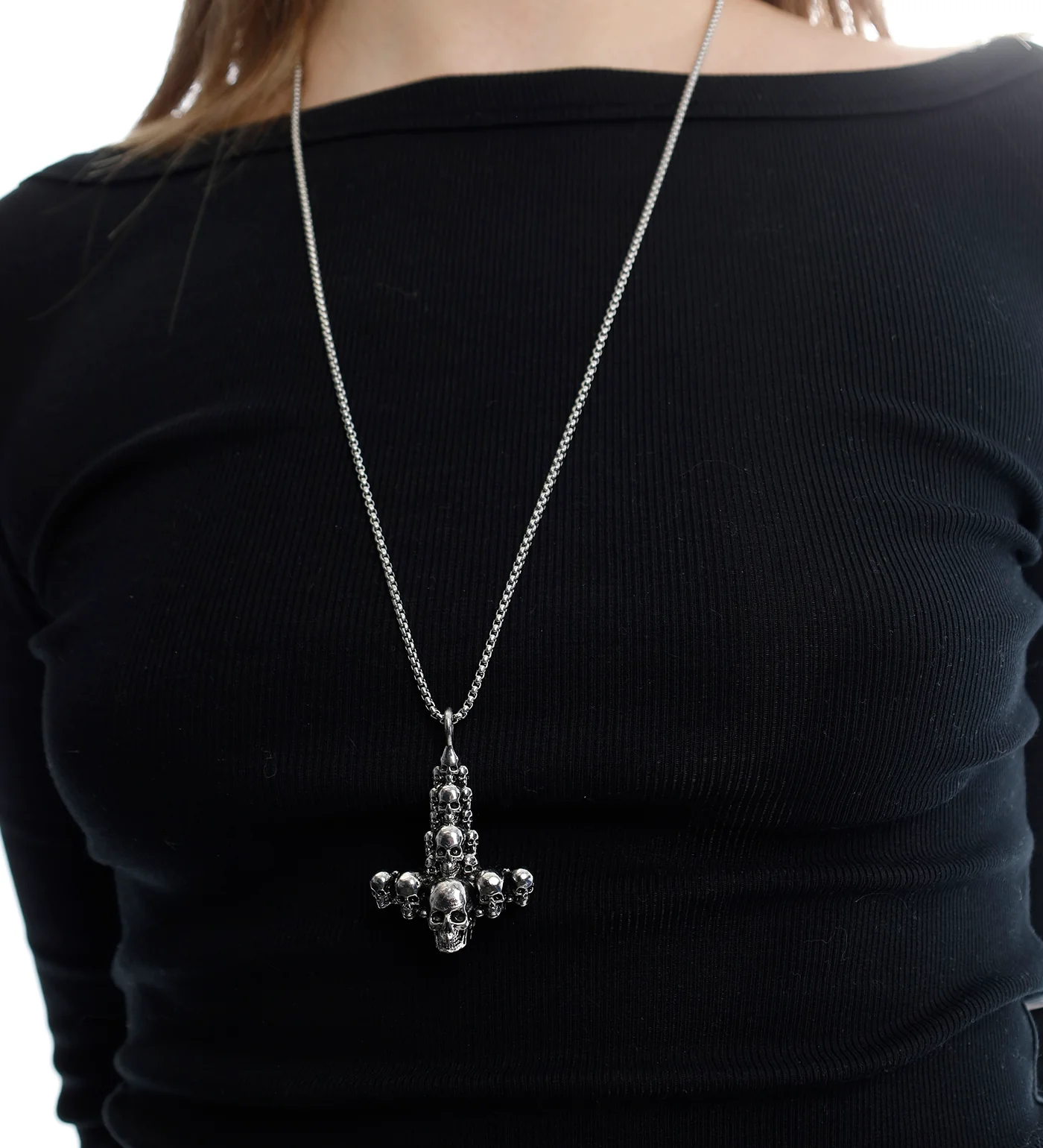 Inverted Skull Cross EX-31251918, Silver/Black (2B) - Image 3