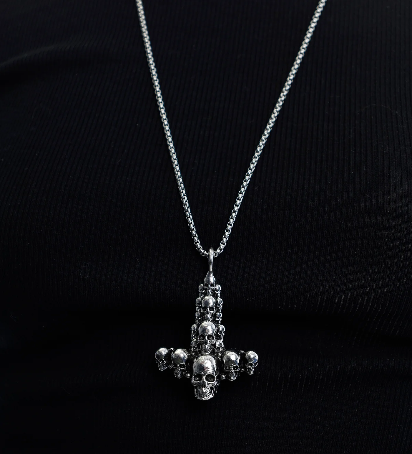 Inverted Skull Cross EX-31251918, Silver/Black (2B) - Image 4