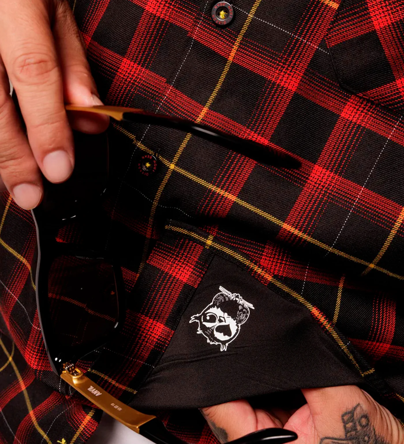 Iron Bean Flannel, Red/Black - Image 3