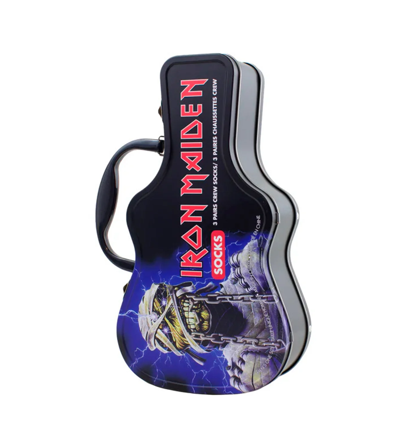 Iron Maiden 3 Pair Socks-Guitar Tin