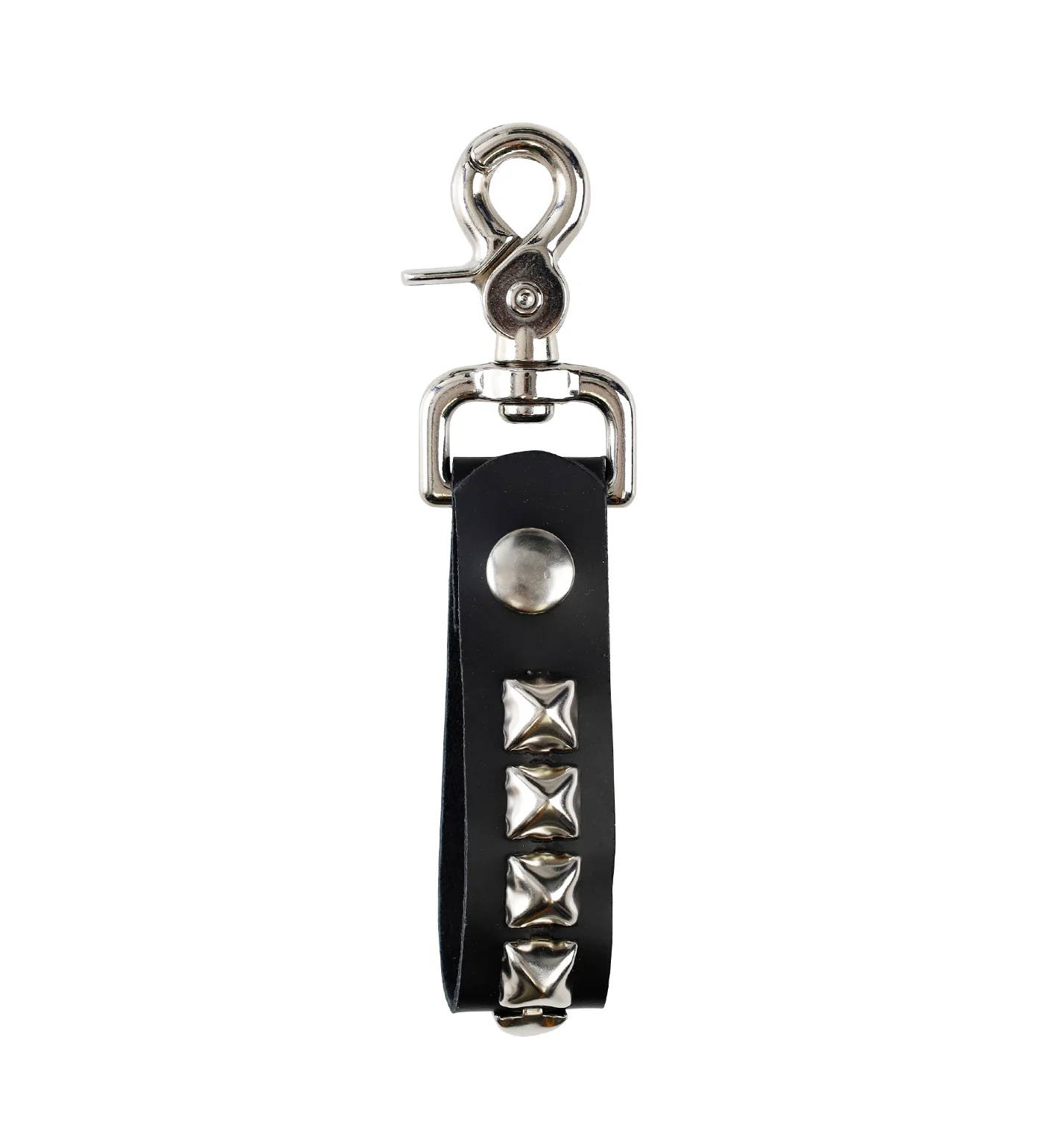 Key Fob W/Small Pyramid Studs, Black/Silver