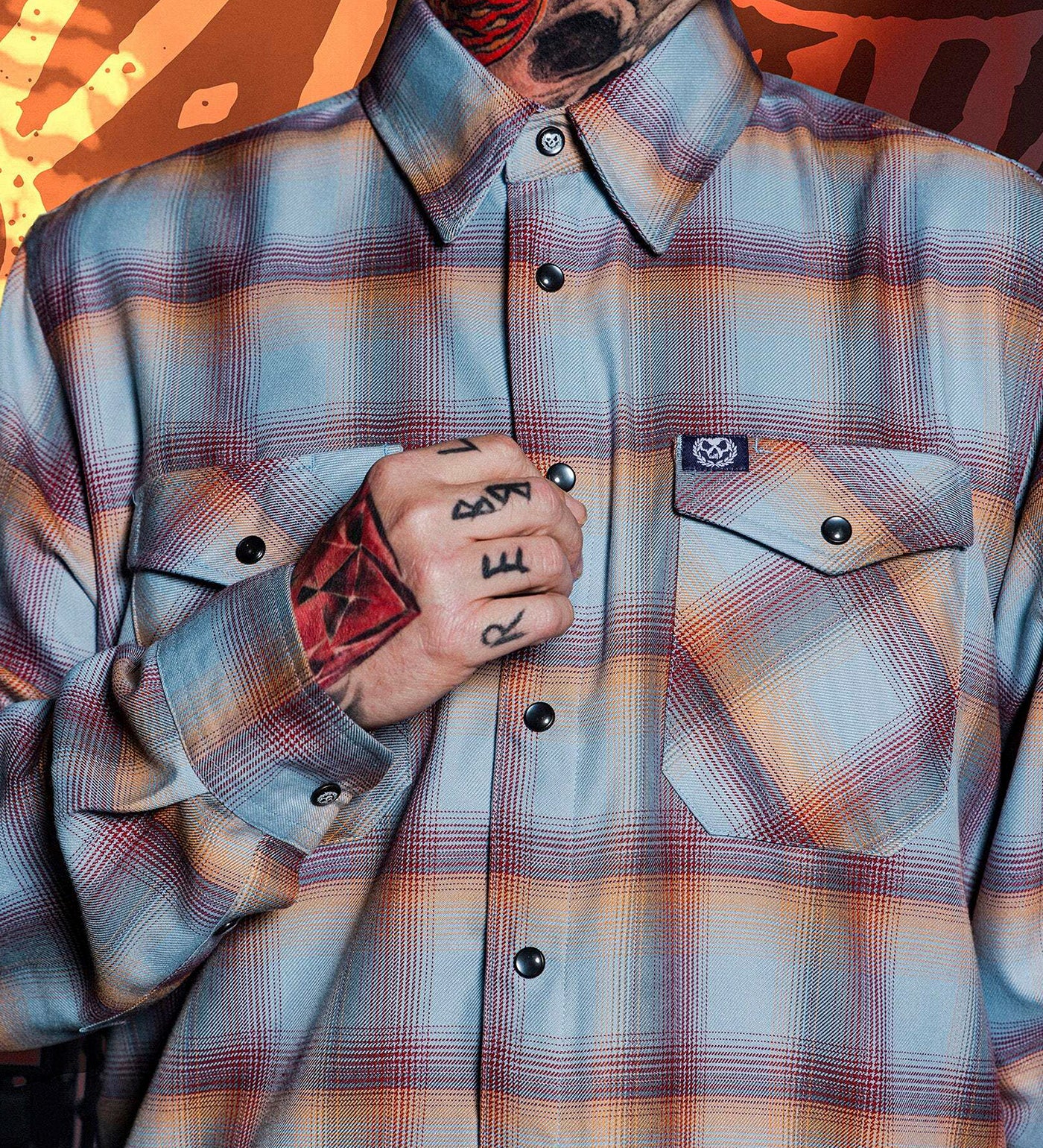 Killswitch Engage Flannel, Blue/Red/Orange - Image 6