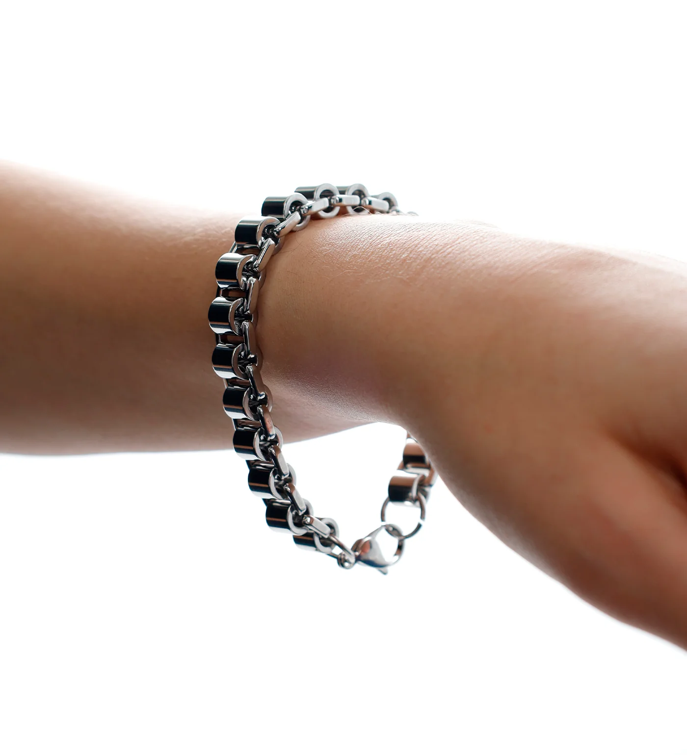 Large Bead Link Stainless, Silver (2D) - Image 3