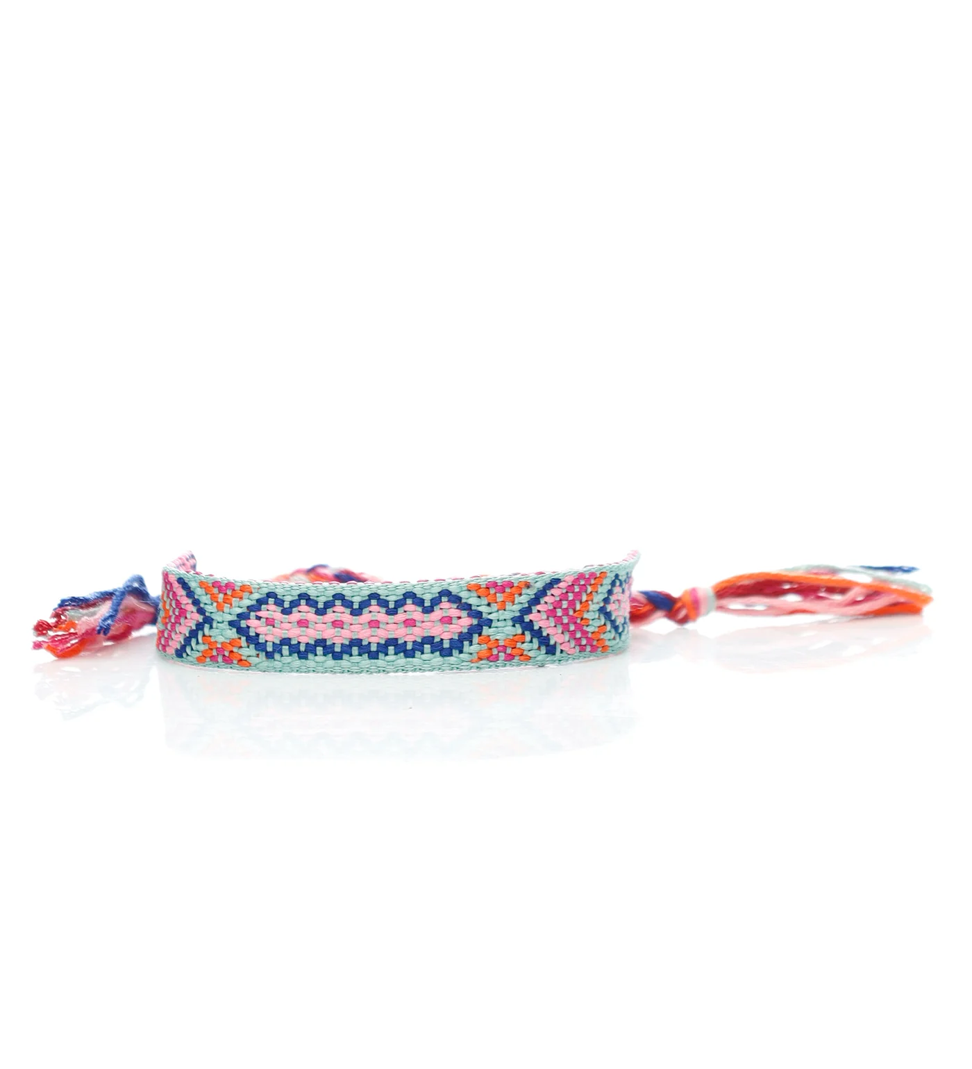 Large Friendship Bracelet, Teal/Pink/Navy
