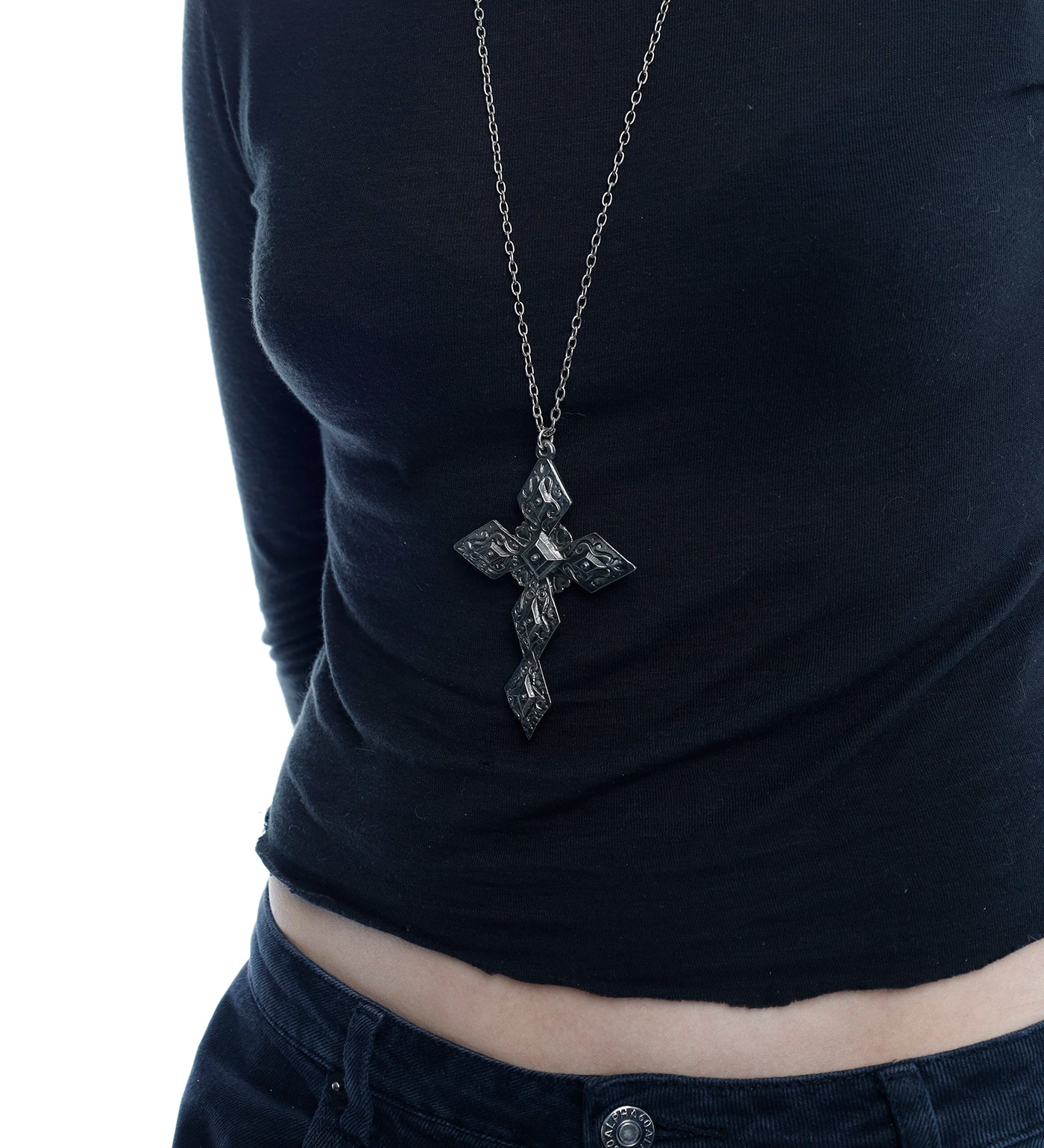 Large Marcasite Cross, Pewter (2A) - Image 4