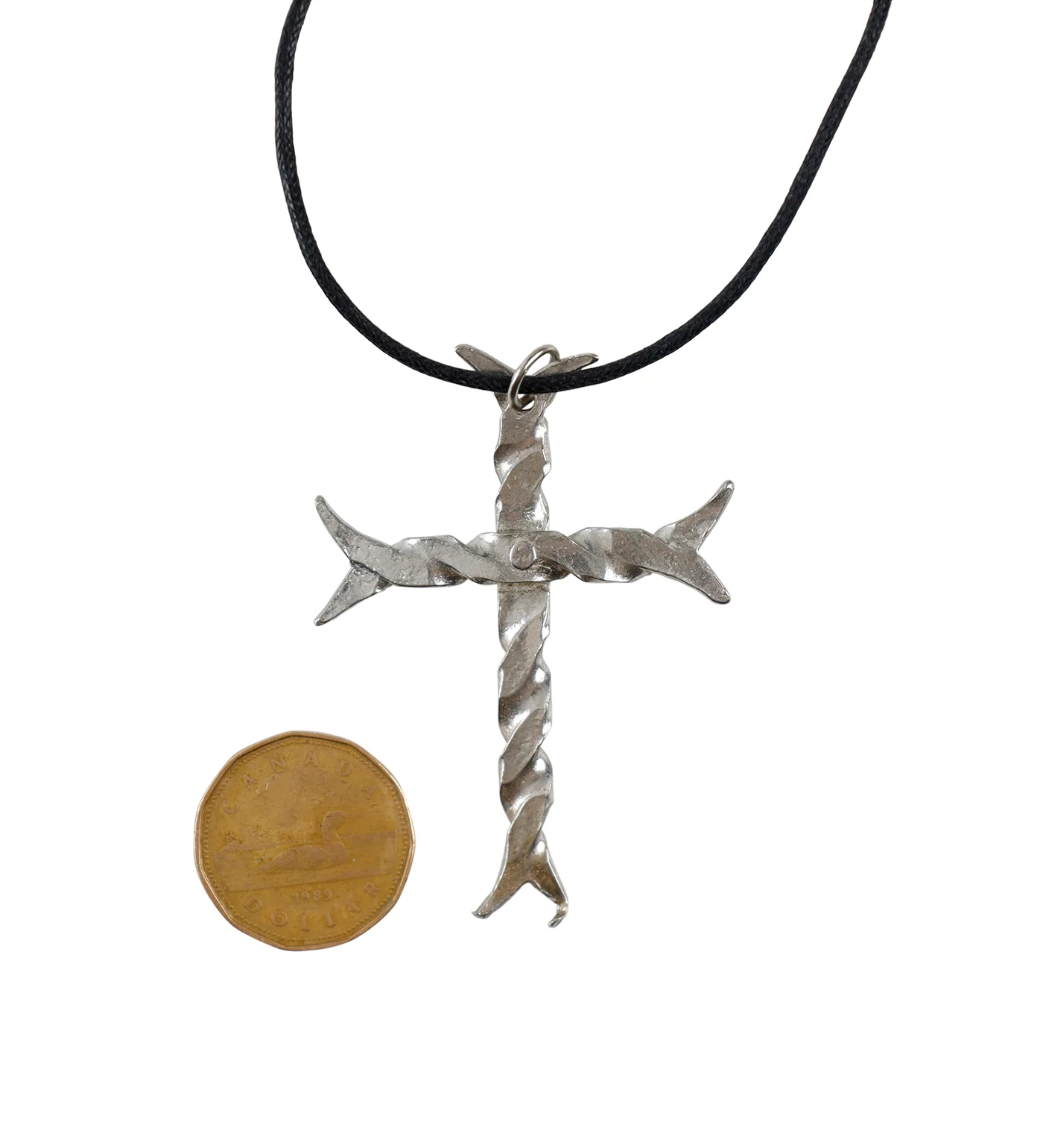 Large Twisted Cross String Necklace, Black/Silver(2A) - Image 2