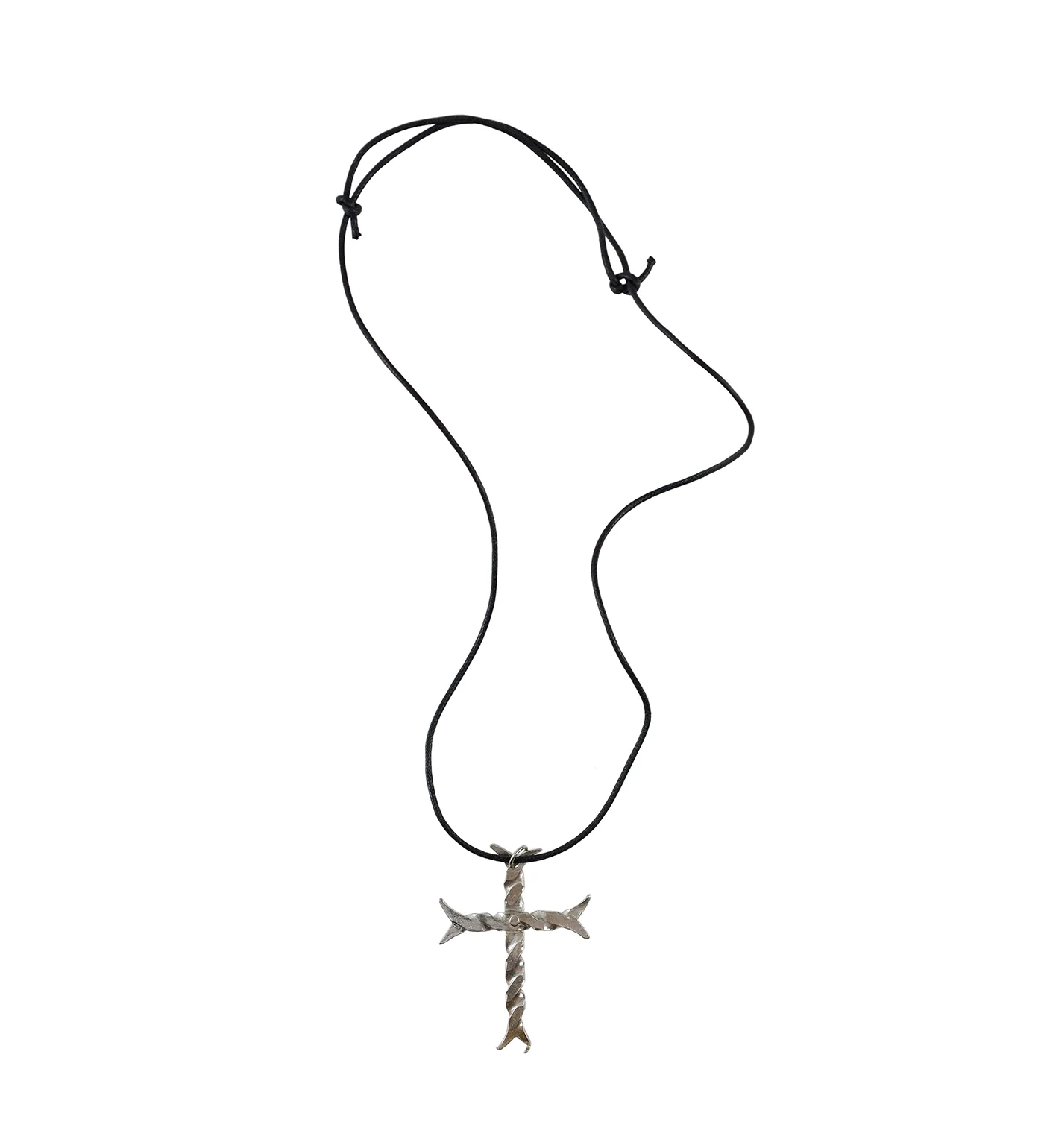 Large Twisted Cross String Necklace, Black/Silver(2A) - Image 3
