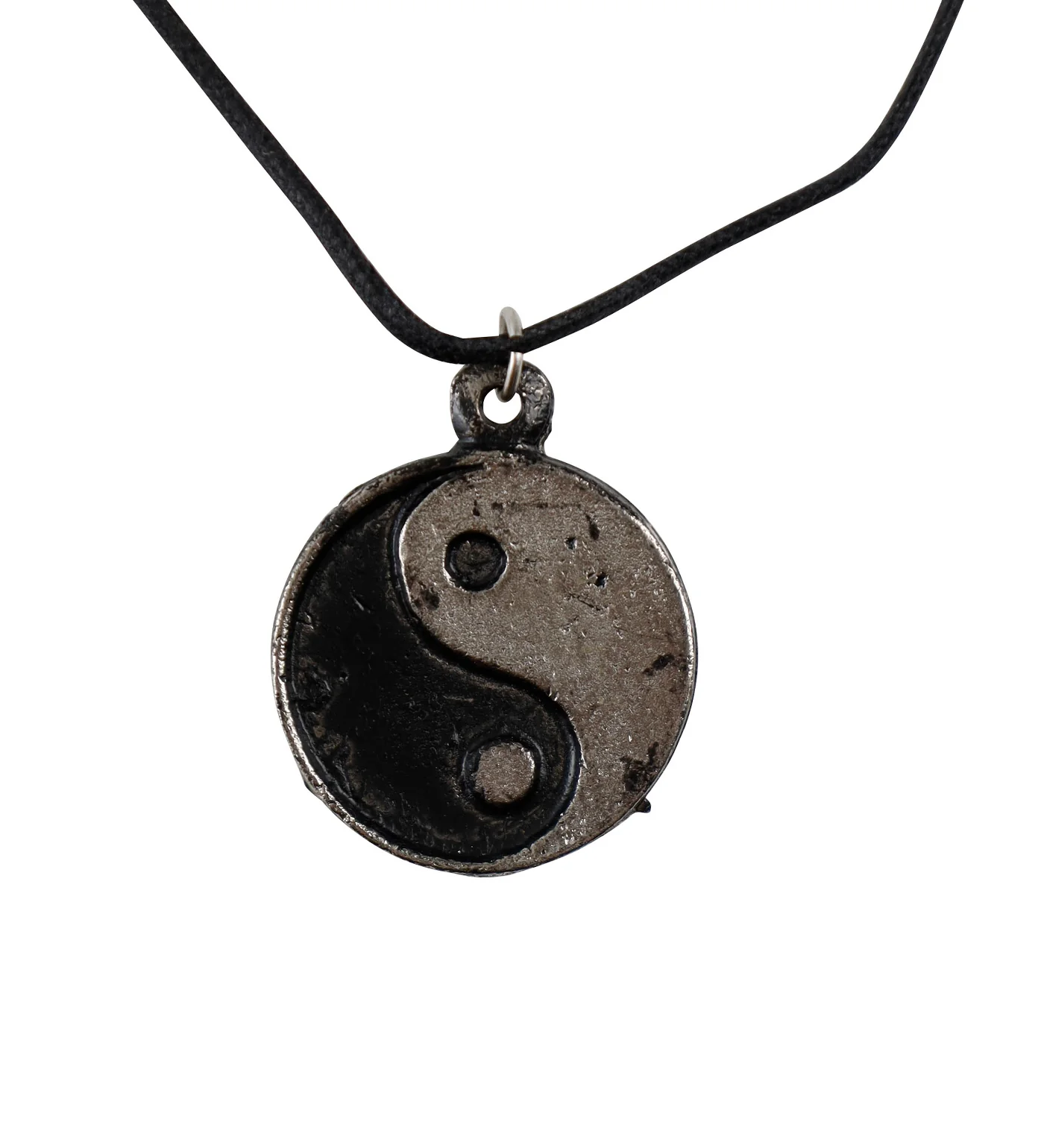 Large Ying Yang String Necklace, Black/Silver(2F)