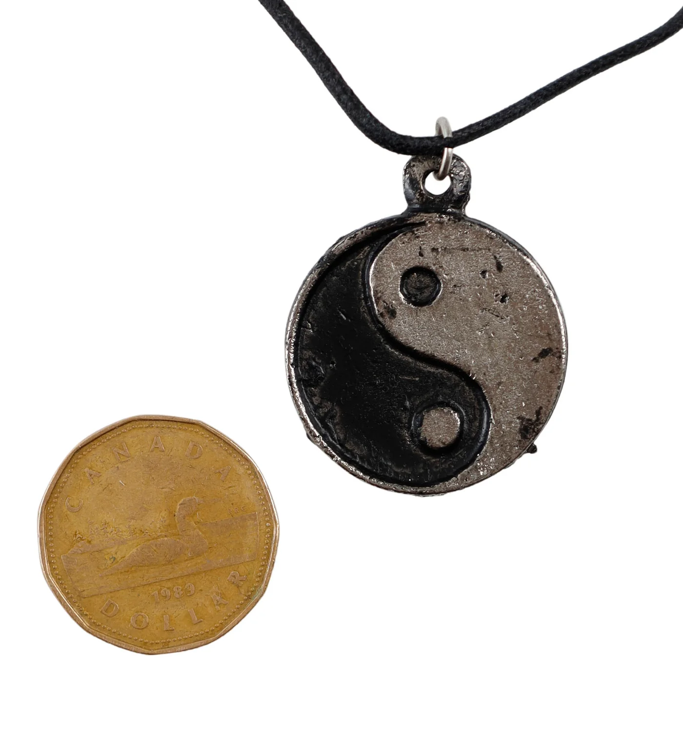 Large Ying Yang String Necklace, Black/Silver(2F) - Image 2