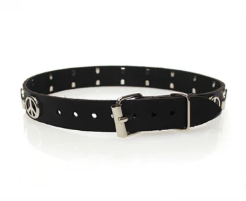 13 Peace Studs Leather Choker, Black - Image 3