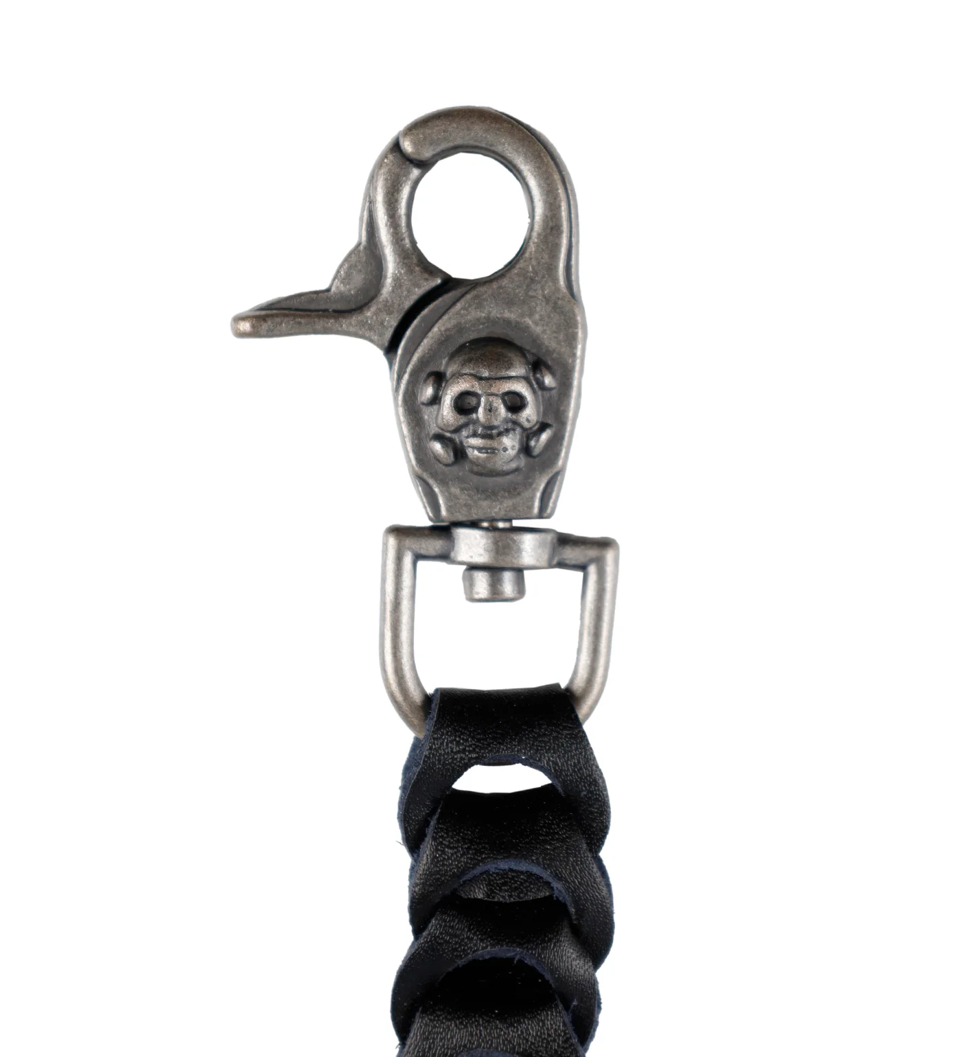 Leather Key Fob w/Skull, Black - Image 2