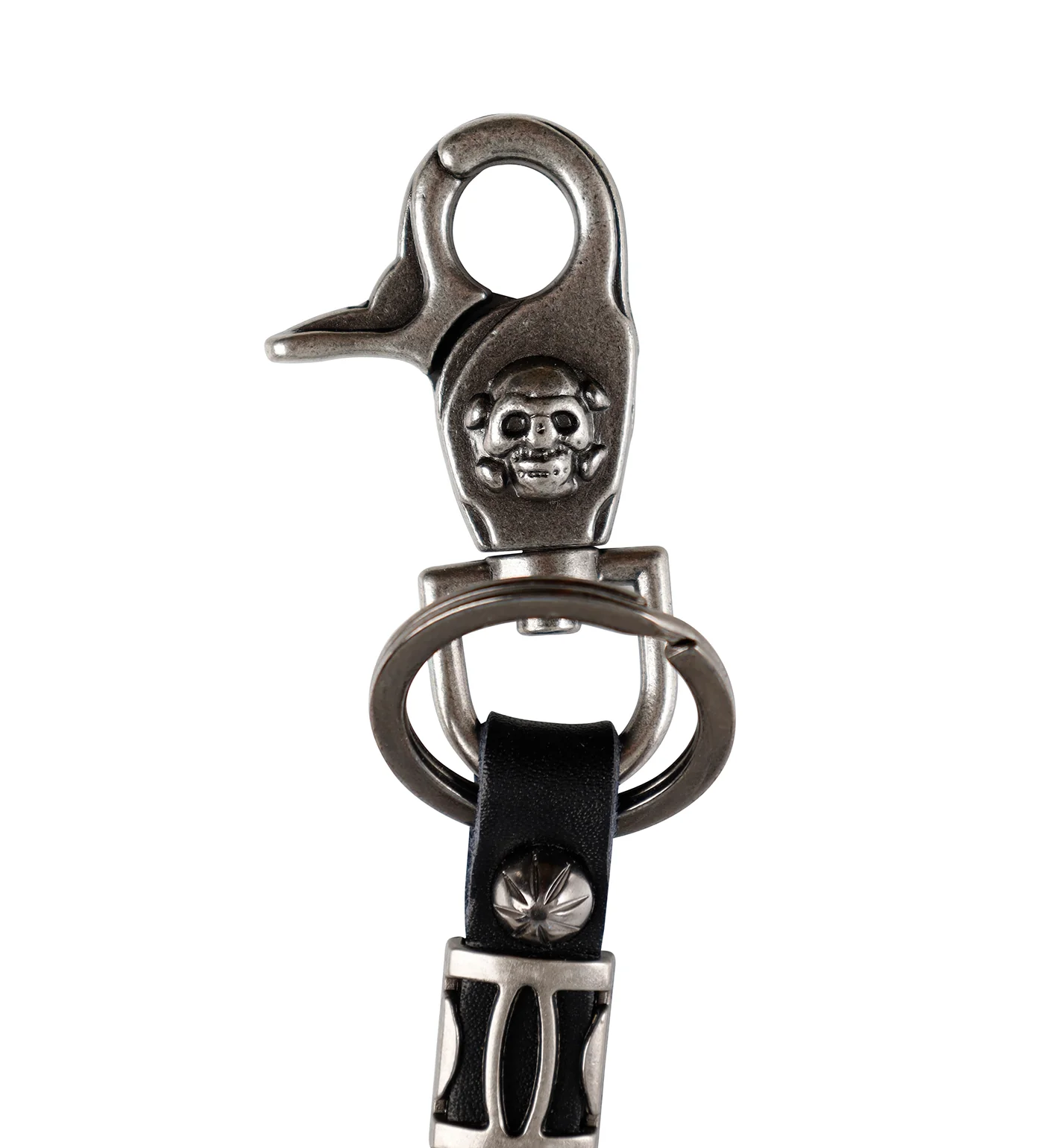 Leather Nail Key Fob w/Skull, Black - Image 2
