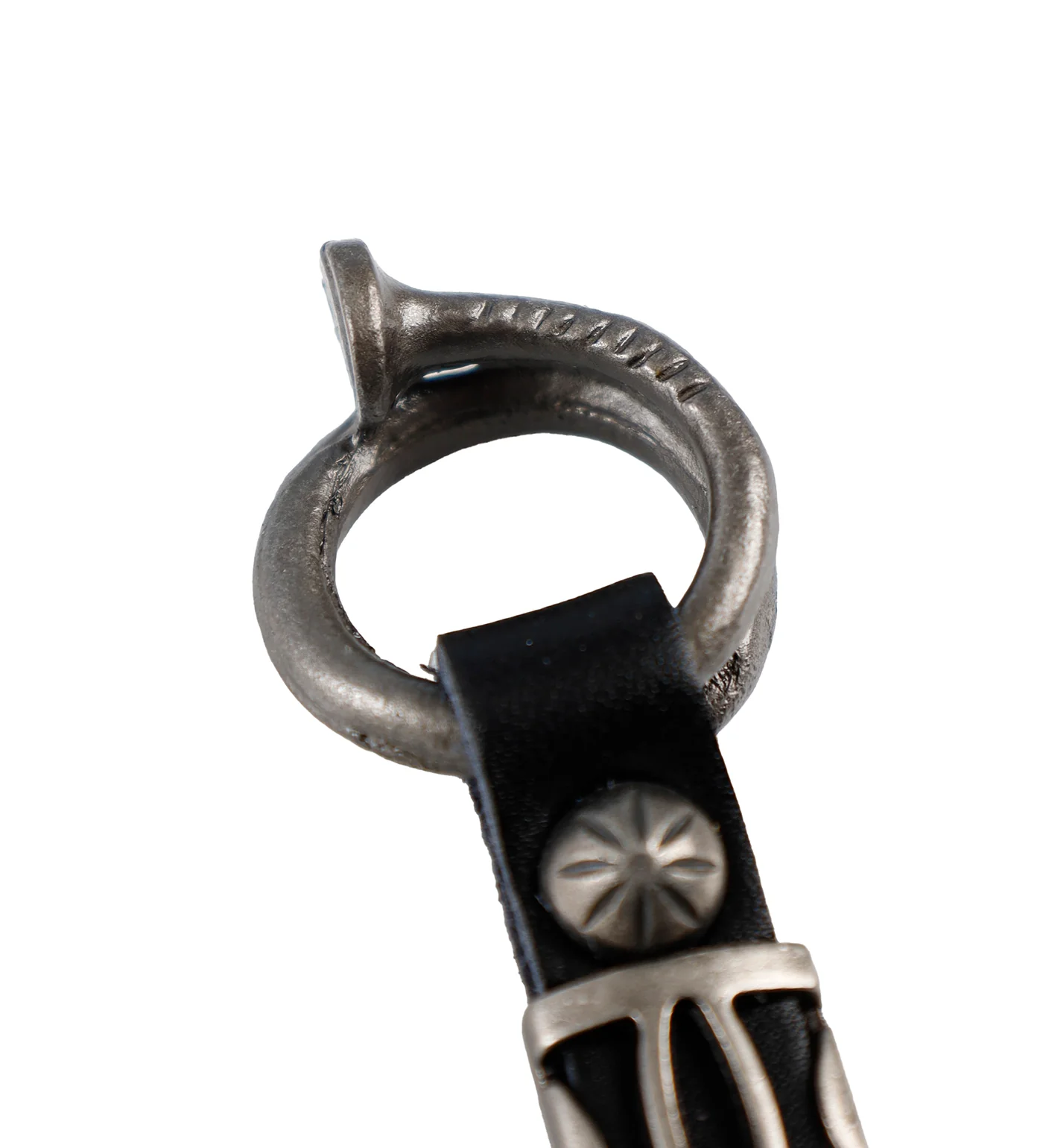 Leather Nail Key Fob w/Skull, Black - Image 3