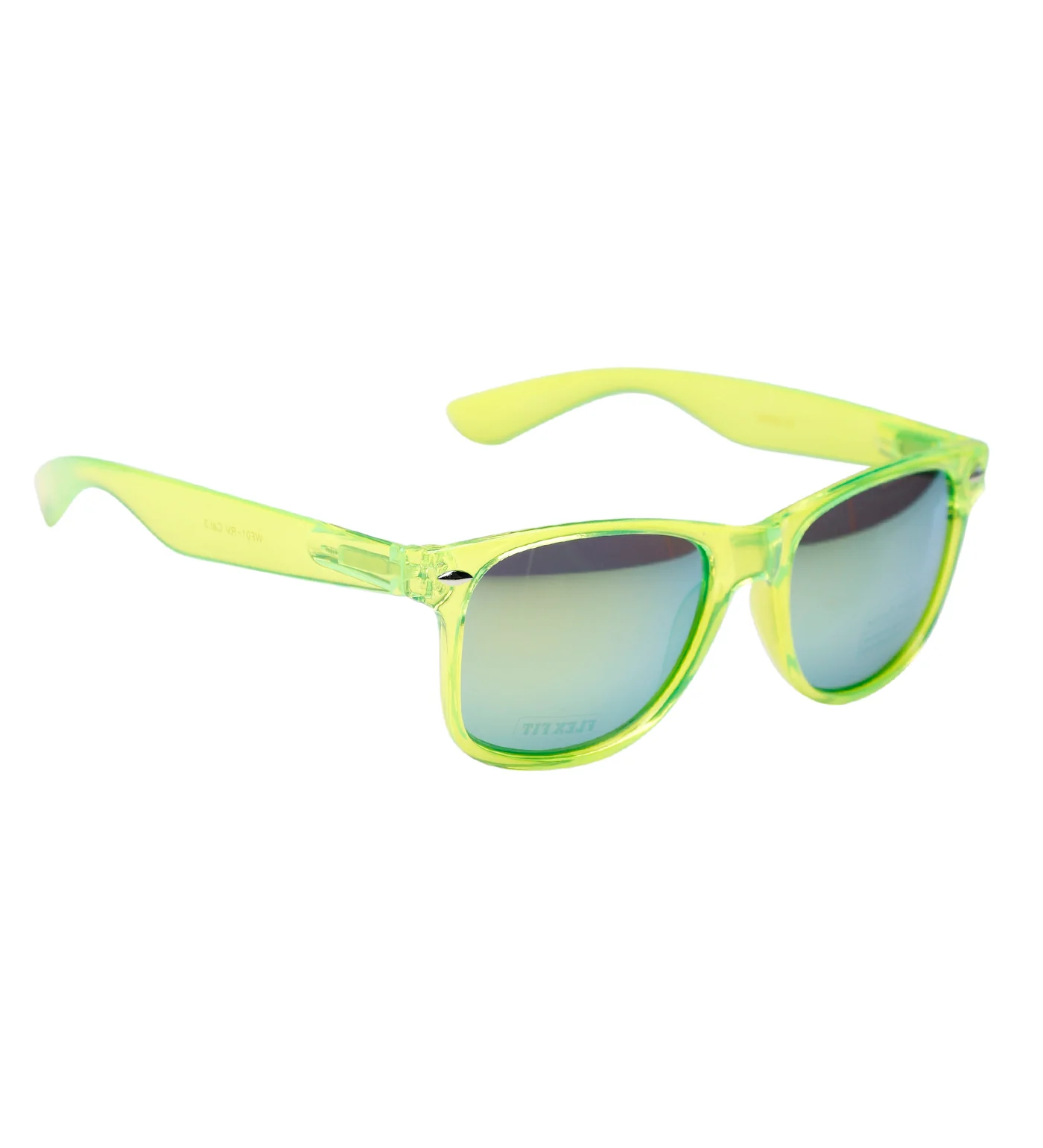 Wayfarer, Clear Neon Green Frame/Green Mirror