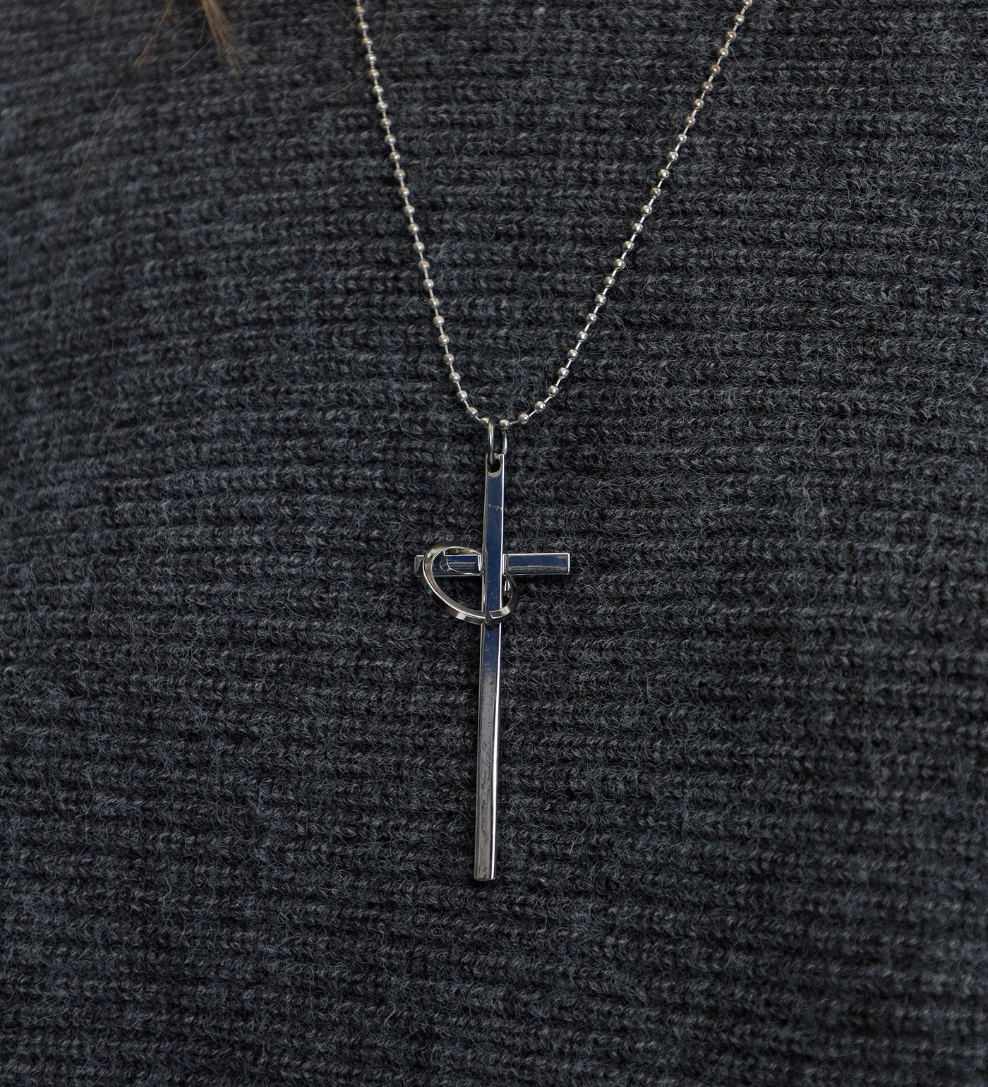 Long Cross W/ Ring EX-1612775, Silver (2A) - Image 4